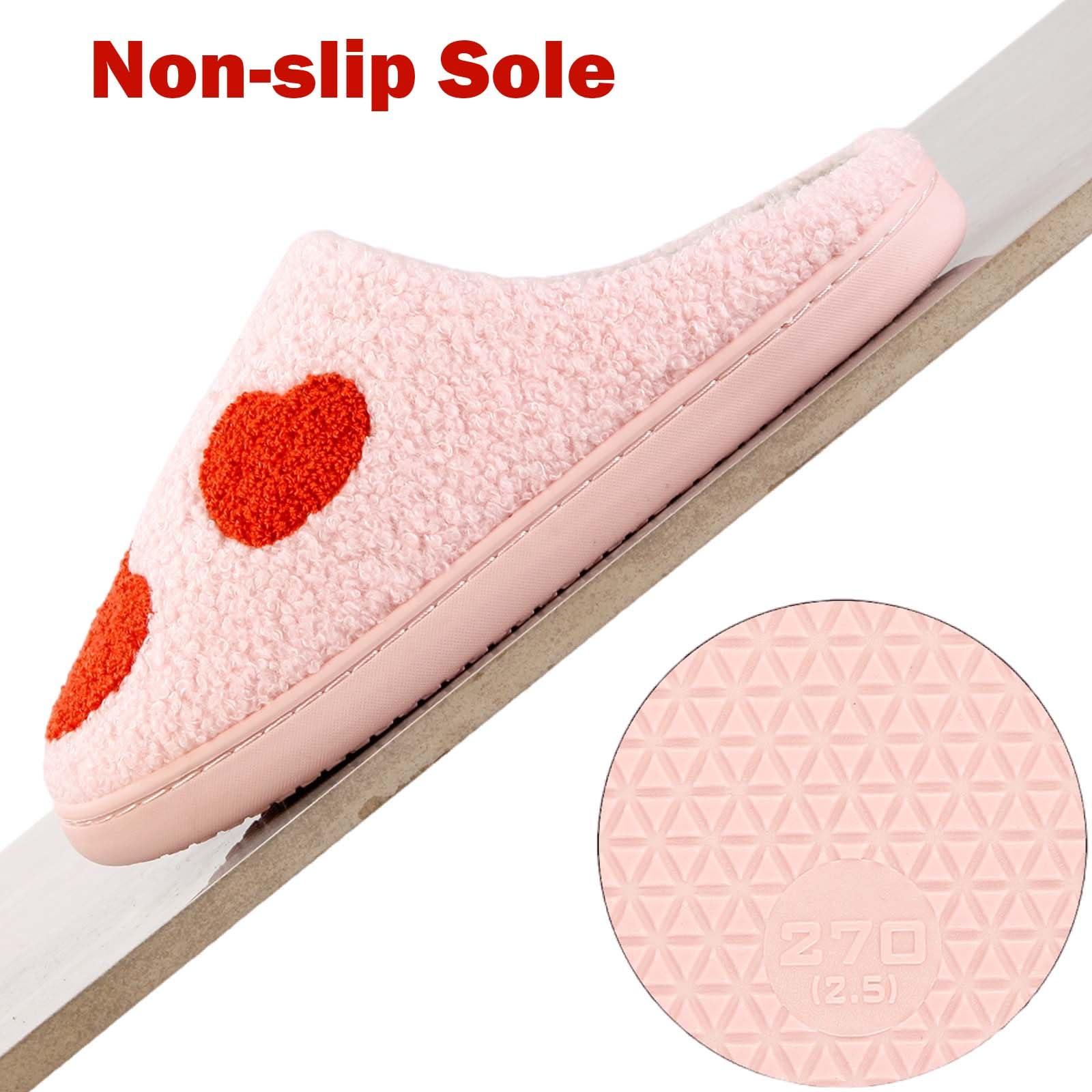 HIPINISS HIPINISS Pink Heart Slippers for Women Men - Fluffy Memory Foam House Shoes - Indoor Outdoor Valentine's Day Mother's Day Gifts - Pink Heart 43-44