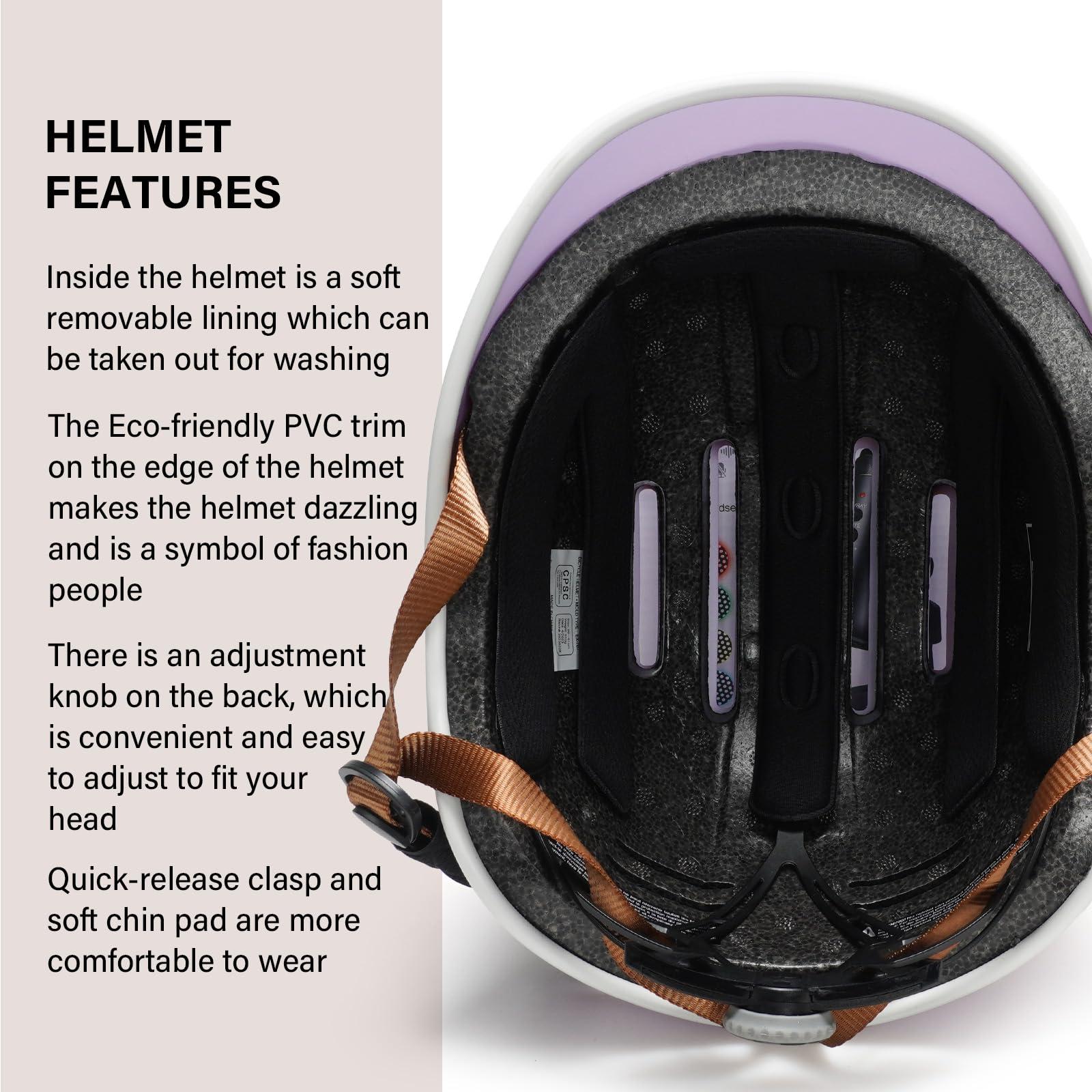 EXCLUSKY Exclusky Bike Helmet for Adults,Adjustable Cycling Helmet for Men & Women Safety Certified Bicycle Helmet for Commuting, Road Biking, Skating with USB Rechargeable Rear Light