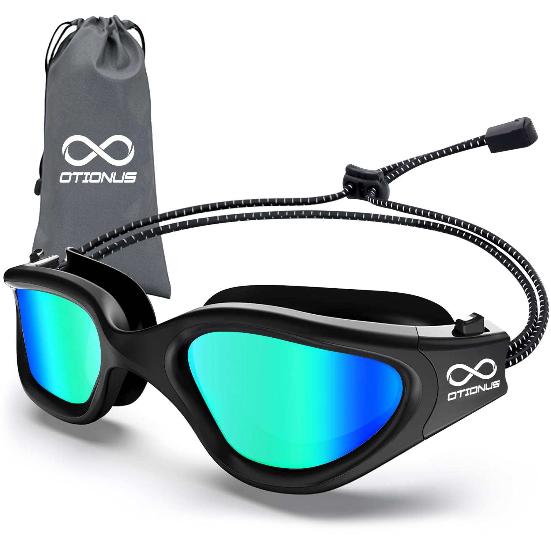 Otionus Otionus Swim Goggles, Polarized Adult Swimming Goggles Bungee Strap No Hair Pulling Anti-fog Pool Goggles for Men Women