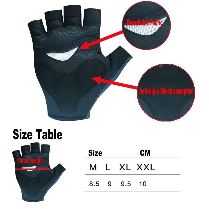 SGCIKER SGCIKER 2022 Pro Team UAE White Cycling Gloves,Mens Shock Absorption Summer Half Finger Bike Gloves Gel (XL)