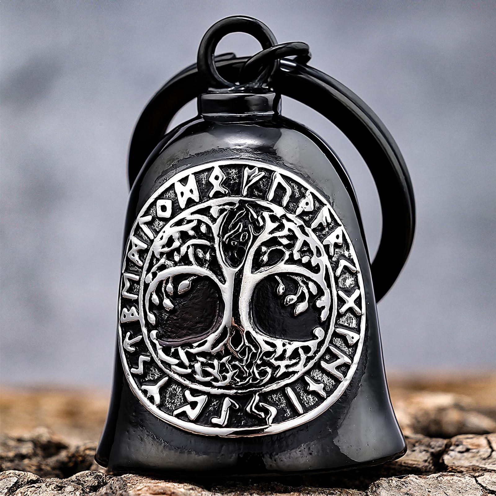 AilRabbit Motorcycle Viking Bell - Motorcycle Angel Bell for Men and Women, Motorcycle Accessories (Black Silver)