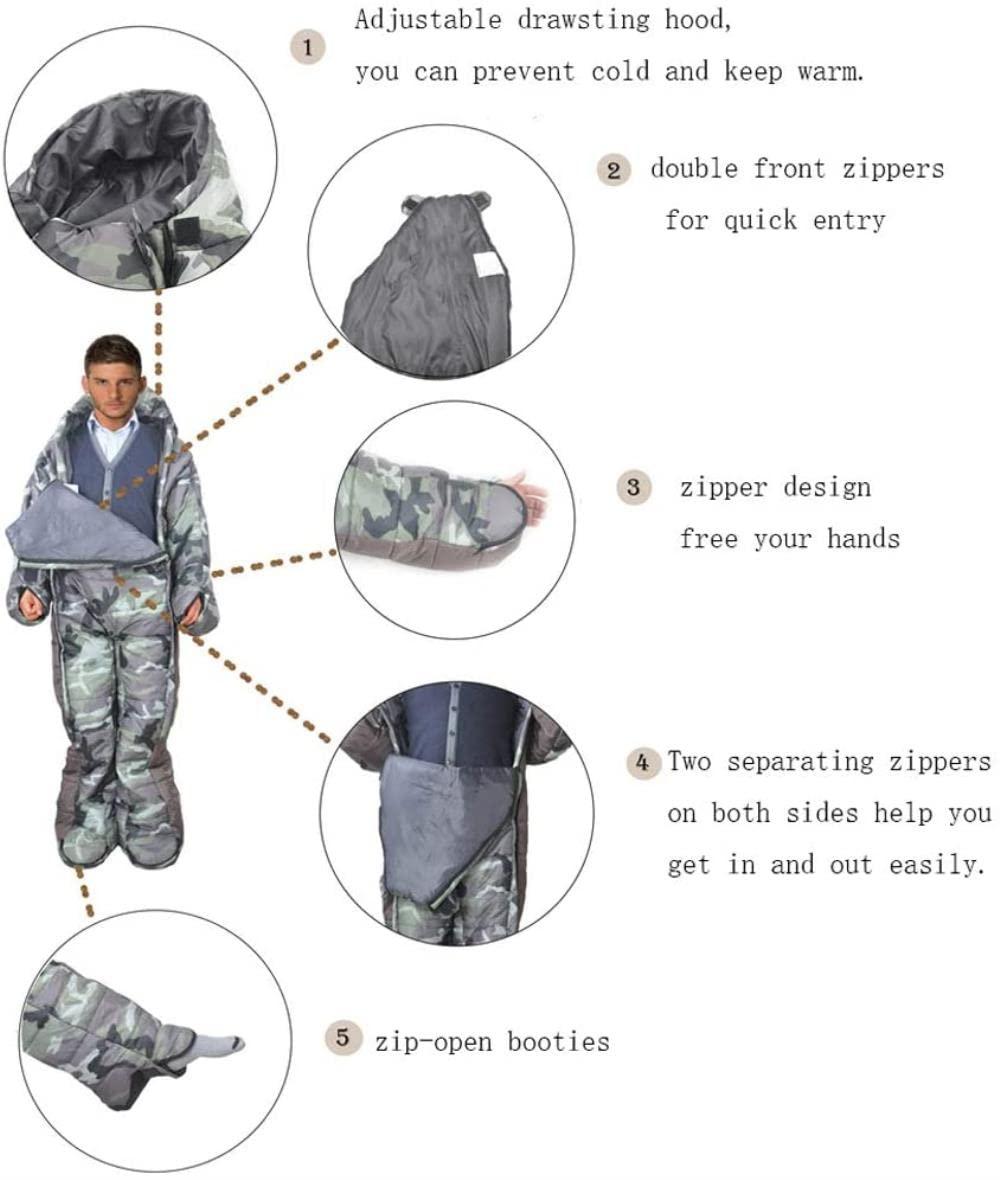 MDSD MDSD Compression Sack Include - Adult Camping Wearable Sleeping Bag Jacket with Feet and Sleeves, Warm Waterproof Windproof Sleeping Suit for Camping, Hiking and Outdoors