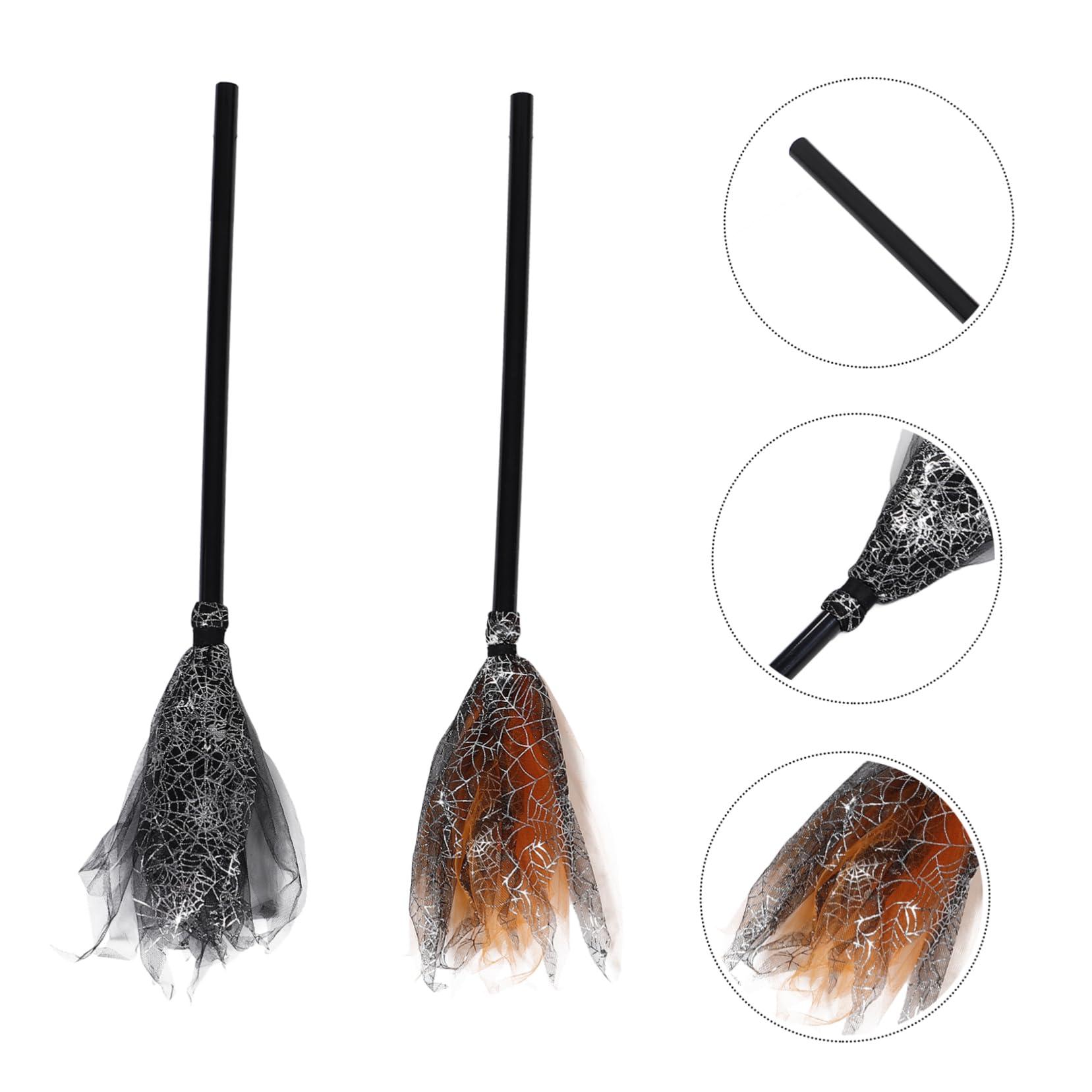 Beavorty Beavorty 2pcs Halloween Witch Broom Prop Lightweight Plastic Broom for Cosplay Costume Parties Halloween Festivities