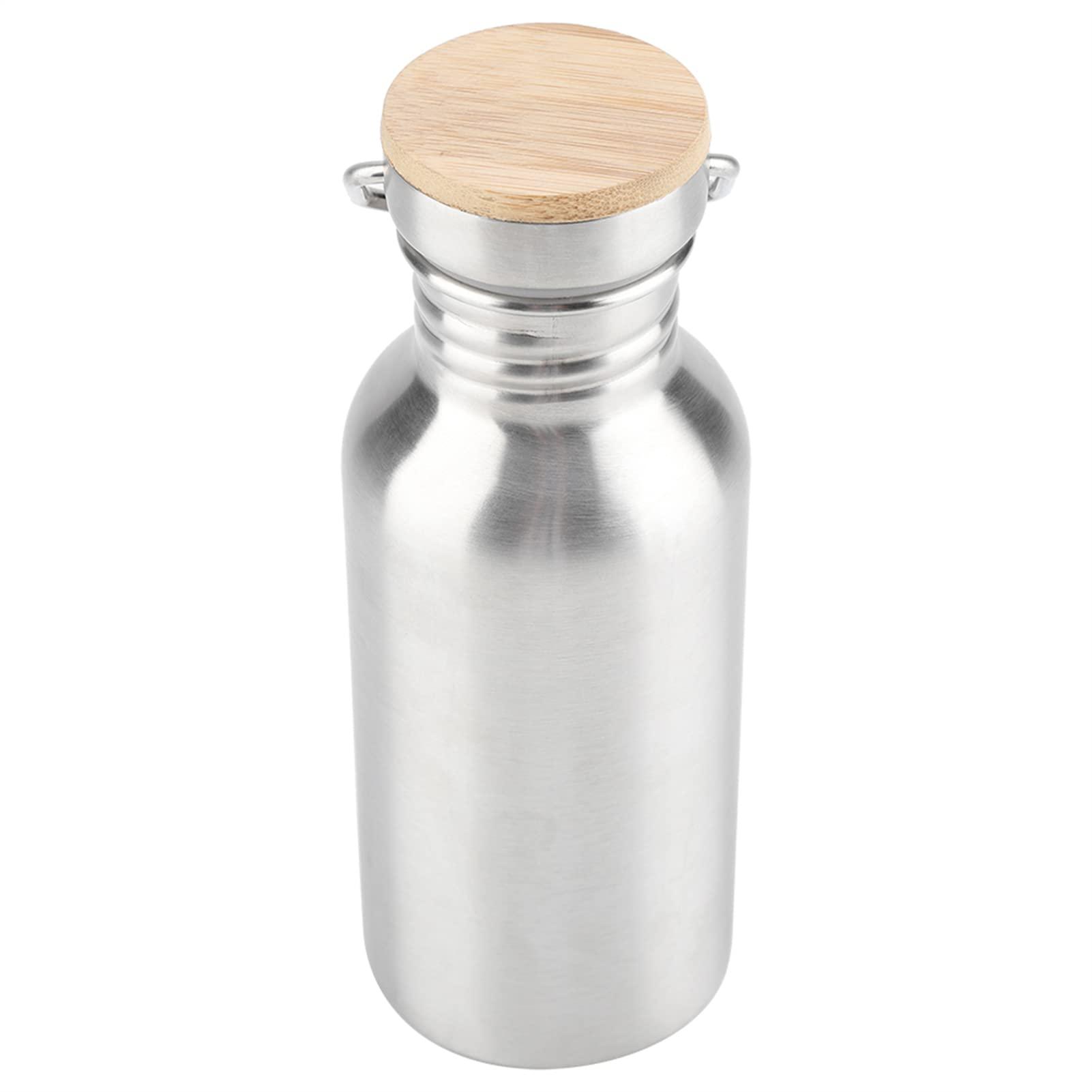 NineFit Basics Stainless Steel Water Bottle, Outdoor Portable Silver Stainless Steel Water Bottles Metal Water Bottle with Silicone Sealing for Hiking, Camping, Cycling, Picnic (500ML)