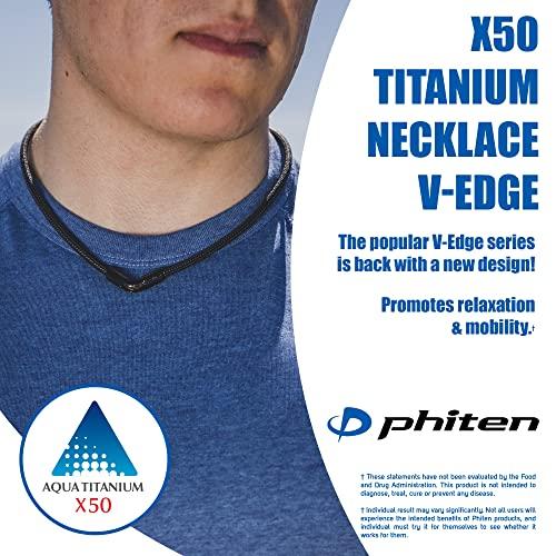 Phiten Phiten X50 Titanium V-Edge Necklace - Durable Polyester and Metallic Woven Rope, Permeated with Premium Aqua-Titanium and Micro-Titanium Spheres for Sports, Gym, Athletics with Easy Clip On V-Shaped