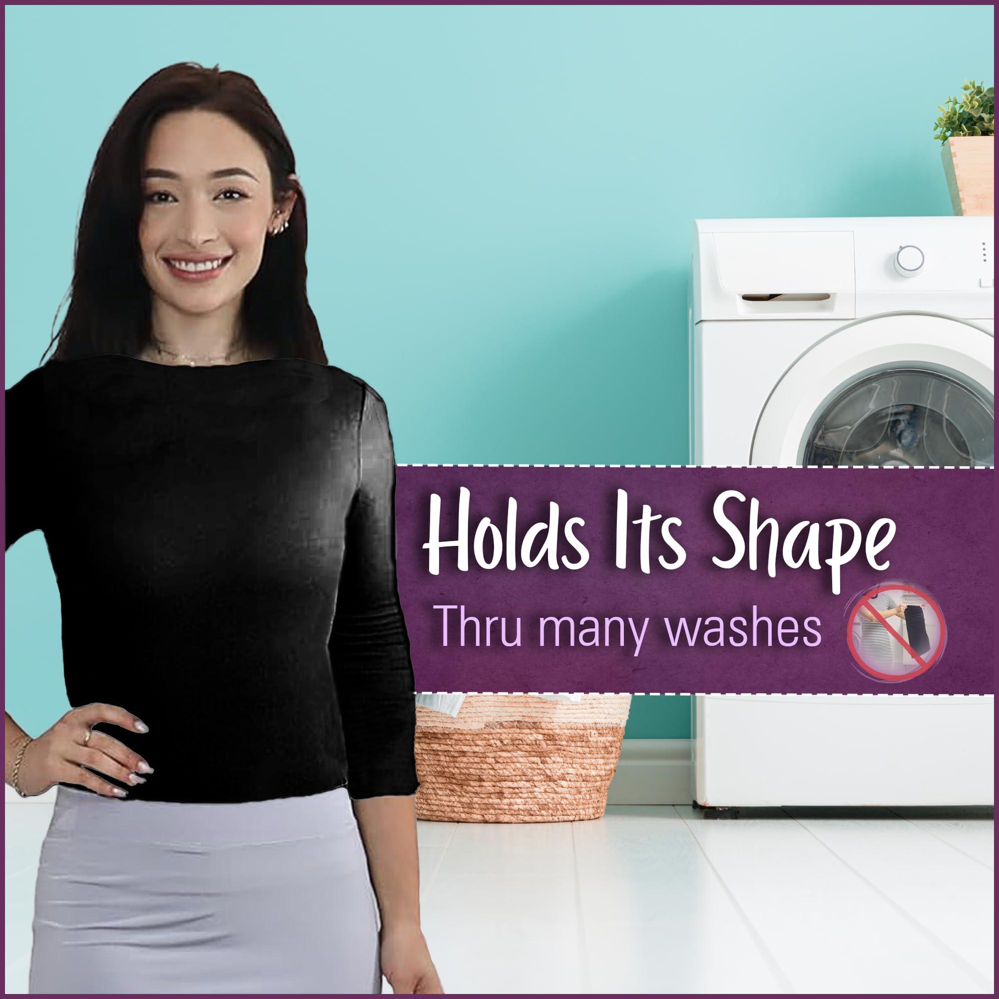 Kosher Casual Quarter Sleeve Bodysuit for Women with High Neckline Layering Top Kosher Casua Extra Small Black