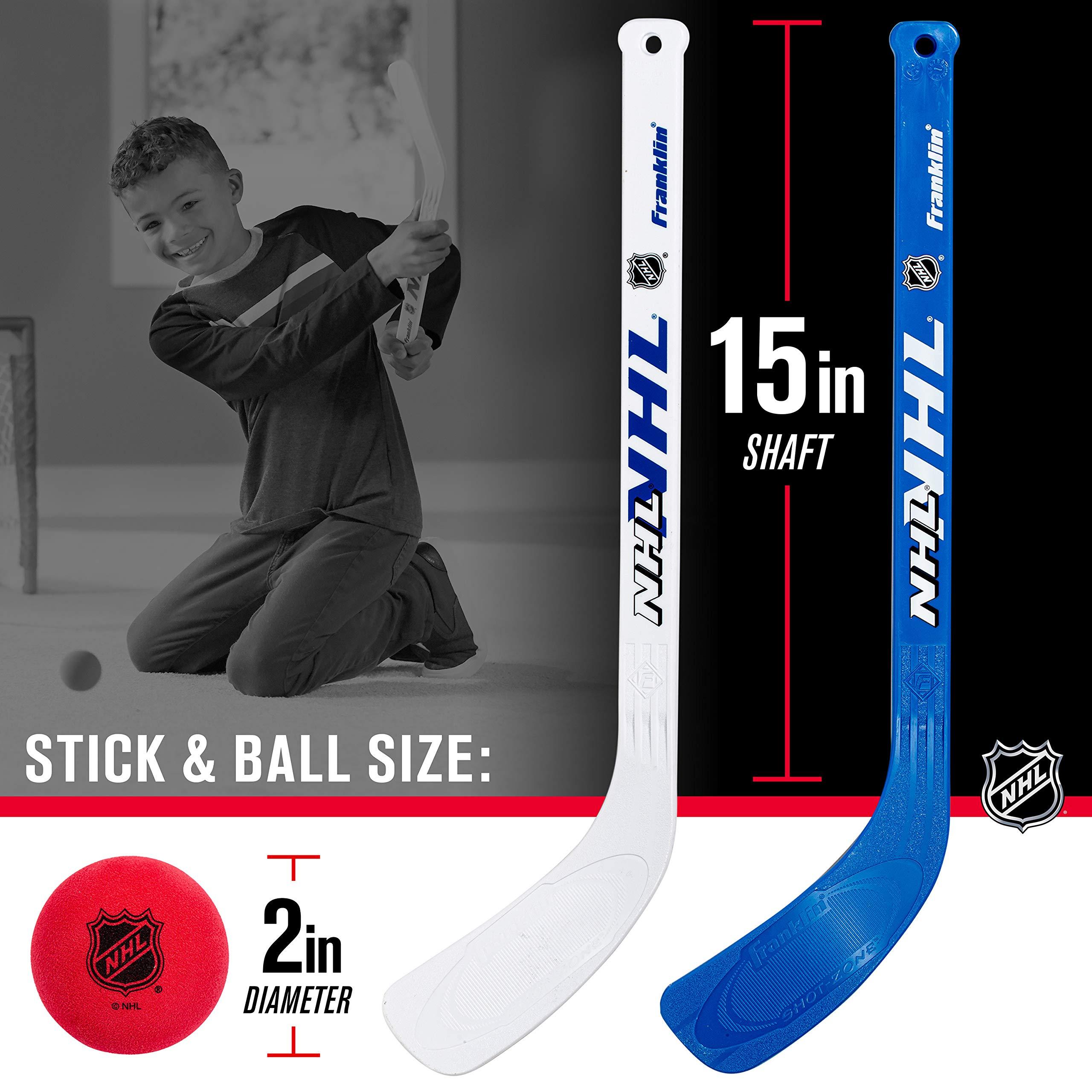 Franklin Sports Franklin Sports Mini Hockey Rink Set - Half Rink Knee Hockey Goal, Mini Sticks, and Ball Set - Indoor Mini Hockey Rink - Official NHL Licensed White