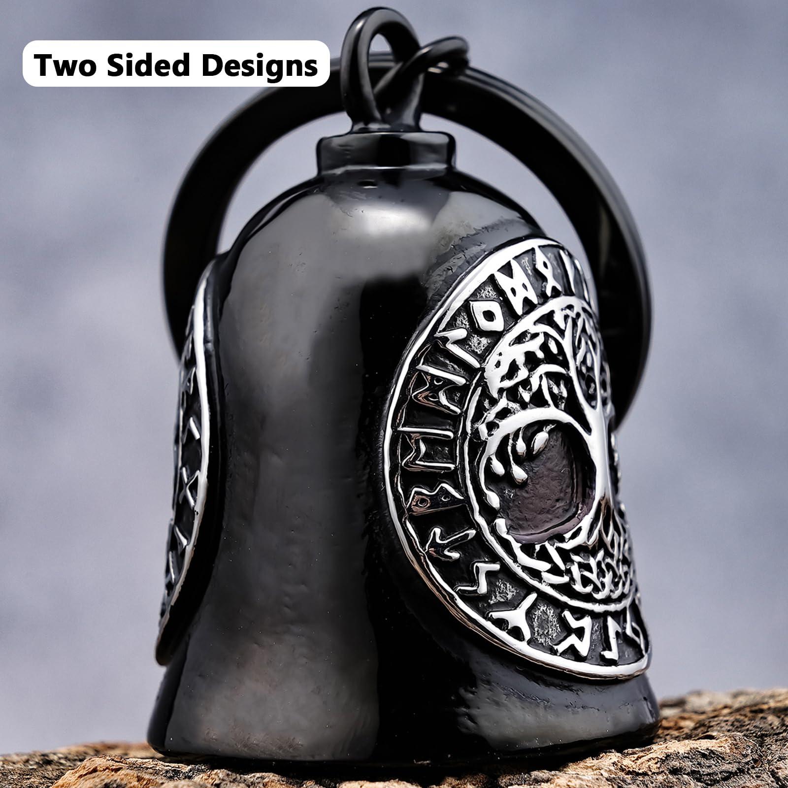 AilRabbit Motorcycle Viking Bell - Motorcycle Angel Bell for Men and Women, Motorcycle Accessories (Black Silver)