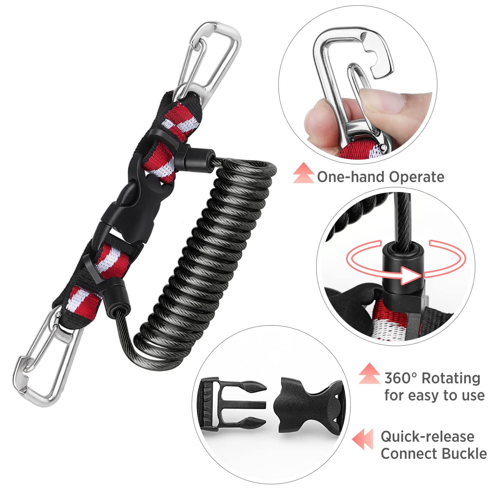 OVOVFANY OVOVFANY Scuba Diving Lanyard + Double-Clips Scuba Retractable Lanyard