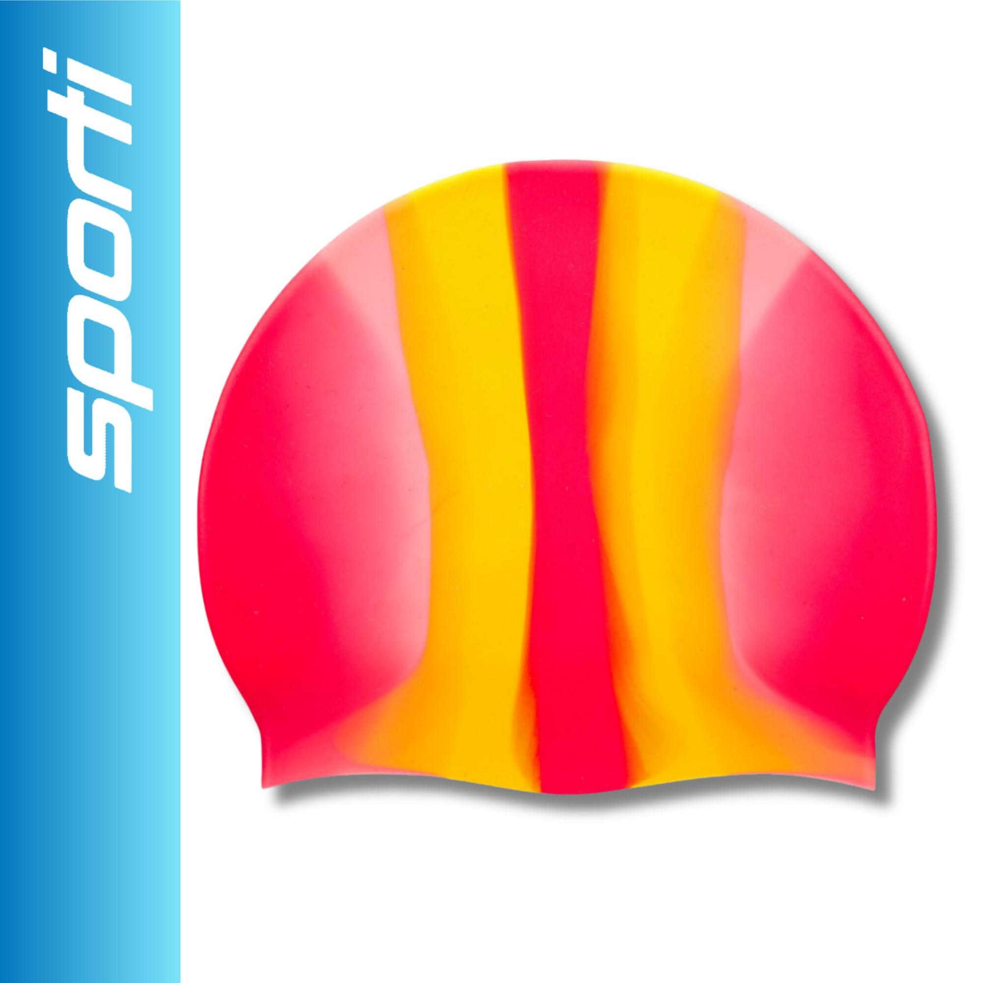 Sporti Sporti Multi Color Silicone Swim Cap - Pink/Yellow Sorbet