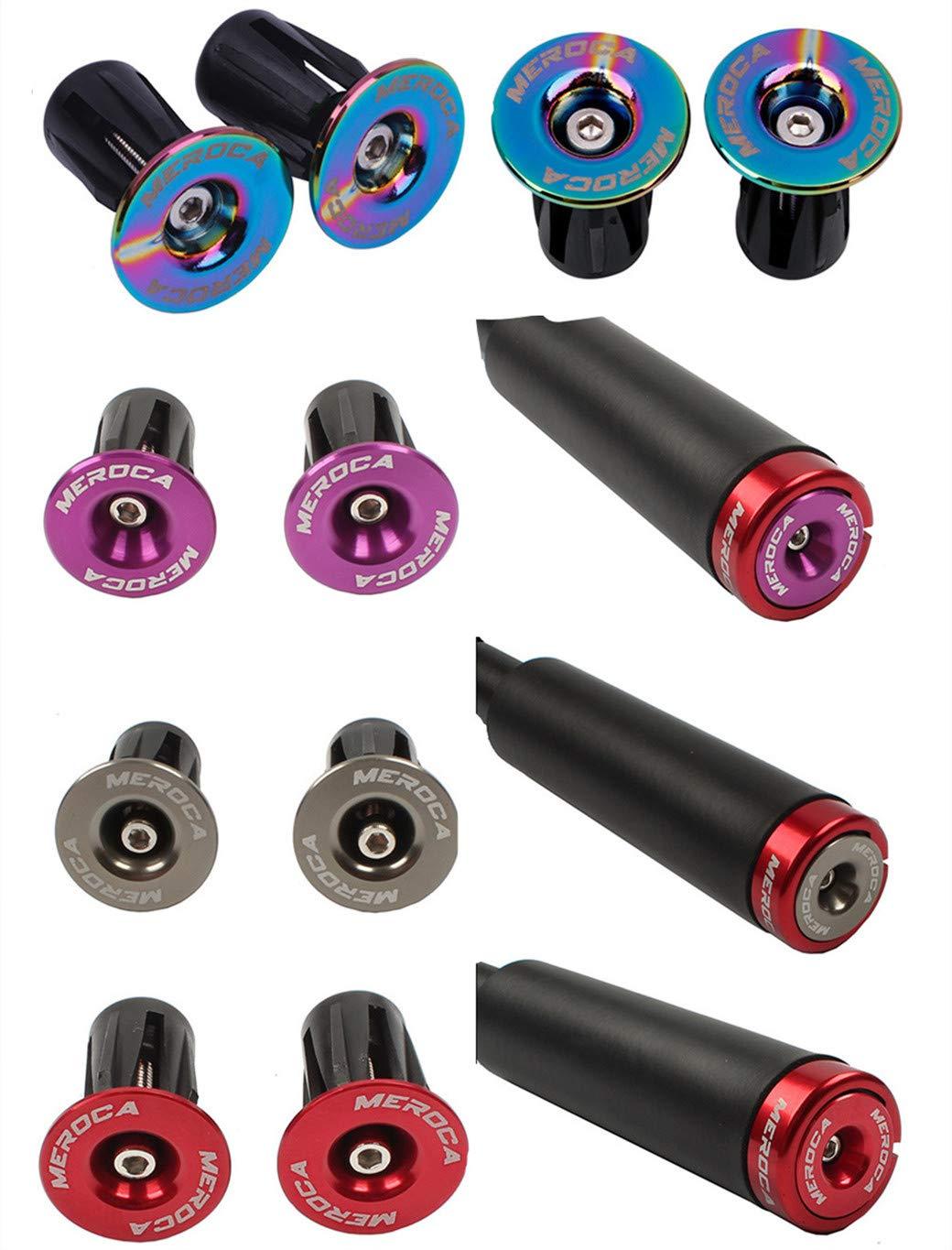 Zsling 1 Pair Aluminum Bike Handlebar End Plugs, Expanding Locking Bar End Caps for Road Bike Mountain Bike MTB BMX Fixie, Bar End for Handlebar Grip (Purple)