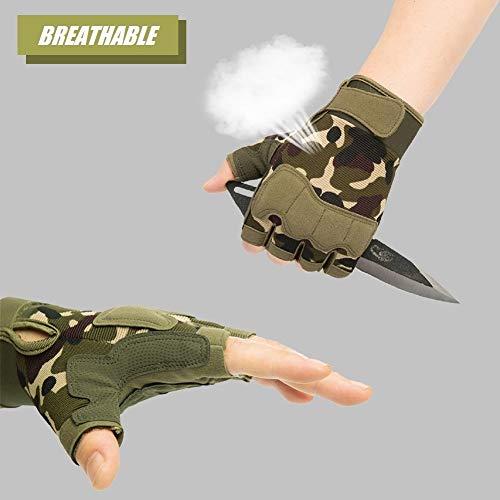 HYCOPROT HYCOPROT Fingerless Tactical Gloves, Protective Breathable Lightweight Outdoor Gloves for Hunting, Motorcycling, Climbing (M, Yellow)