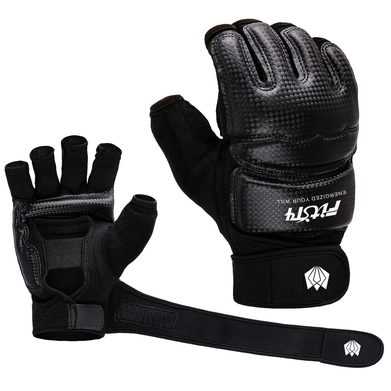 FitsT4 Sports FitsT4 Sports Half Mitts MMA Training Boxing Punch Bag Kickboxing Sparring Grappling Martial Arts Muay Thai Taekwondo Wrist Wraps Support Gloves for Women Men Kids