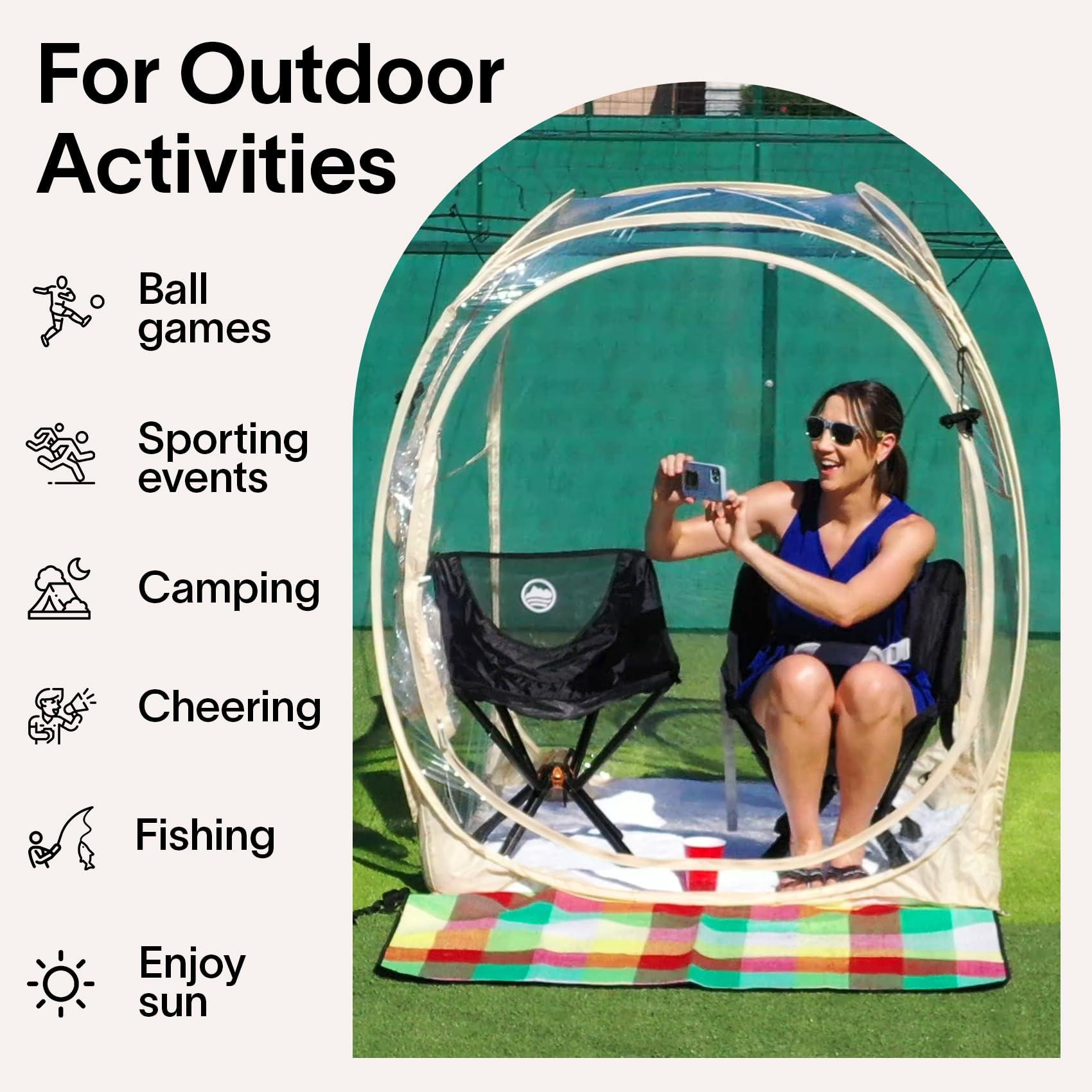 PrivatePod EighteenTek Pod All Weather Sports Tent with Sealed Floor - Instant Tent Shelter - Outdoor Bubble Tent 1-6 Person - Rain Tent Camping Sun Shelter Pop Up - Clear, Patent Pending Protected Design