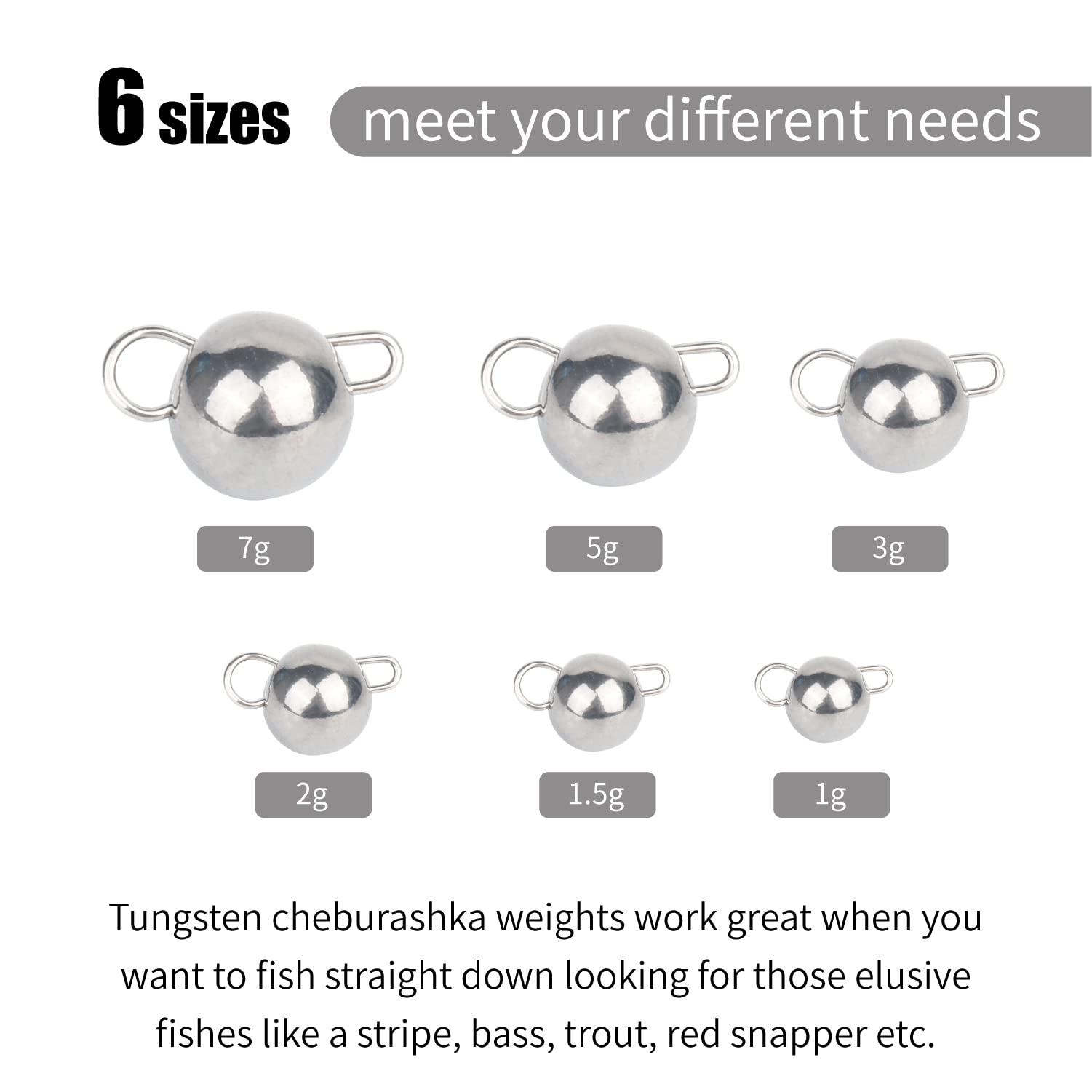 MUUNN MUUNN 10Pcs Tungsten Cheburashka Weights Fishing Sinkers, 1~30g Tungsten Cannonball Jig Head Fishing Weights Tungsten Cheb Rig Weights, Plain(2.0g)