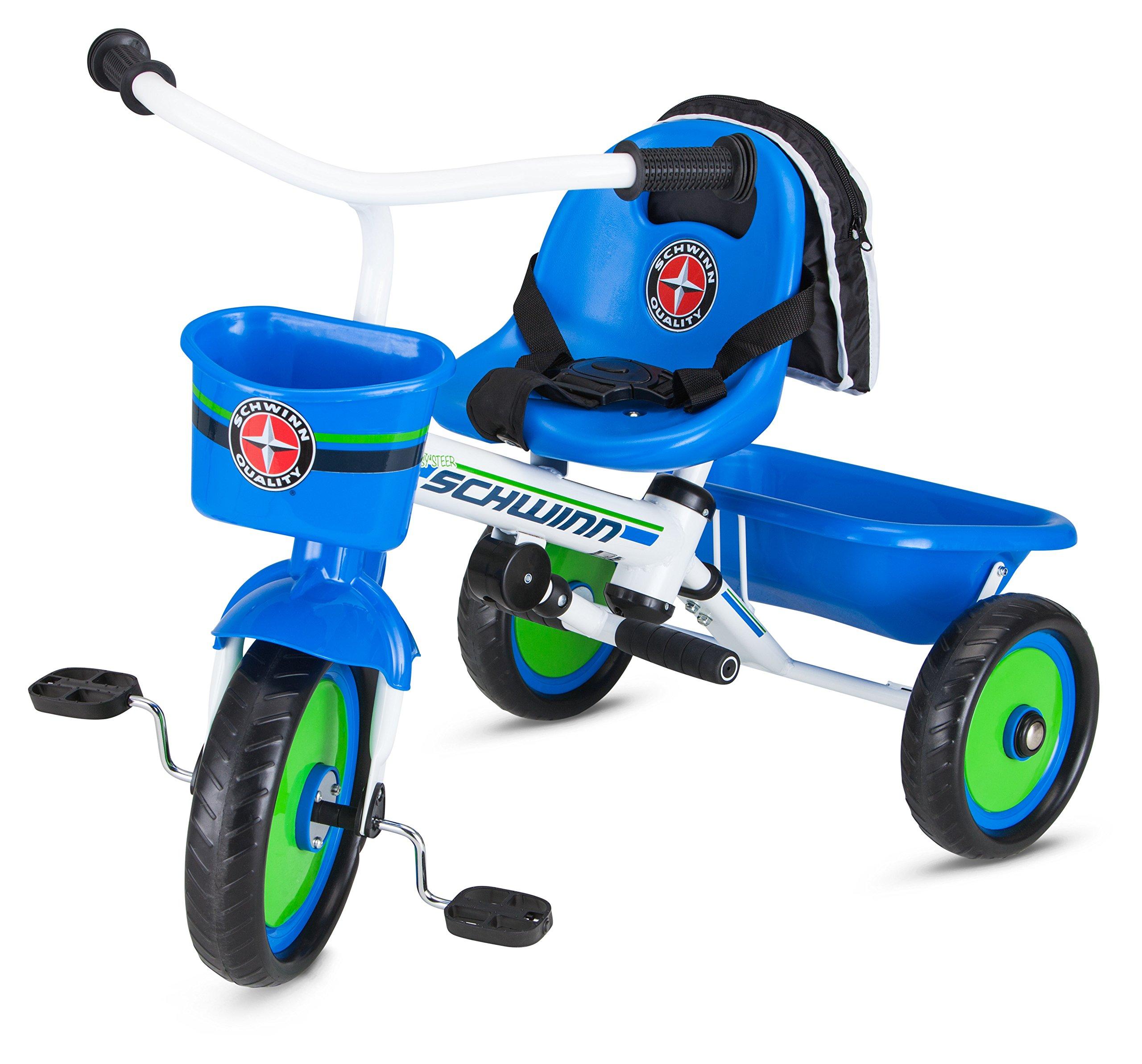 Schwinn Schwinn Easy Steer Bike for Toddler, Kids Tricycle with Removable Push handle, Steel Trike Frame, Boys and Girls Ages 2-4 Year Old, Blue, 41\" x 20\" x 41\"
