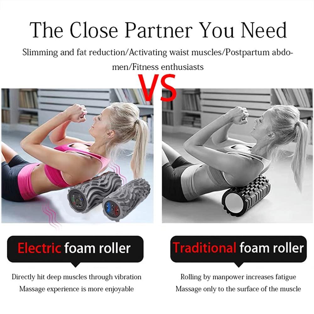 ALUNYAN ALUNYAN Vibrating Foam Roller 5-Speed Electric Foam Roller,Fitness Yoga Pillar Exercise EquipmentDeep Tissue Muscle Fitness Recovery,Trigger Point Massager Tool (Color : Pink)