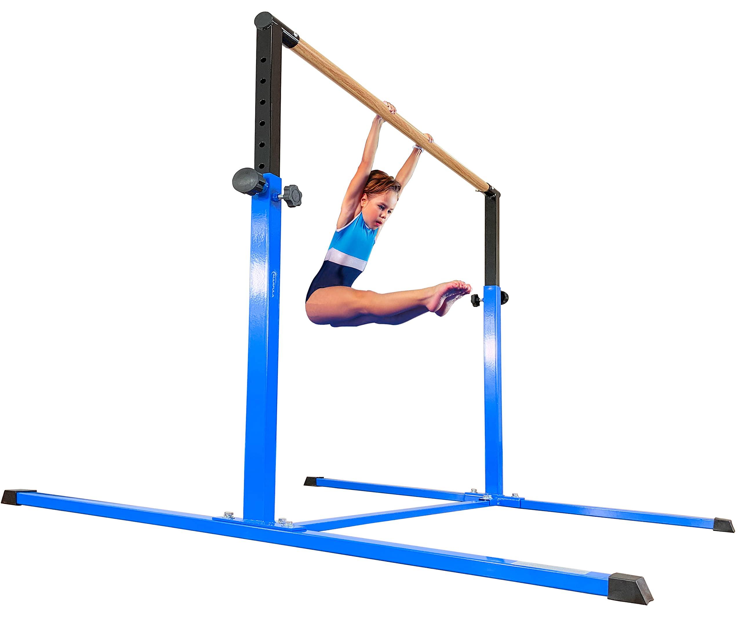 MARFULA MARFULA 4FT Gymnastic Bar Set Gymnastics Horizontal Bar Gymnastics Kip Bar Light Blue Bar for Kids Home Use