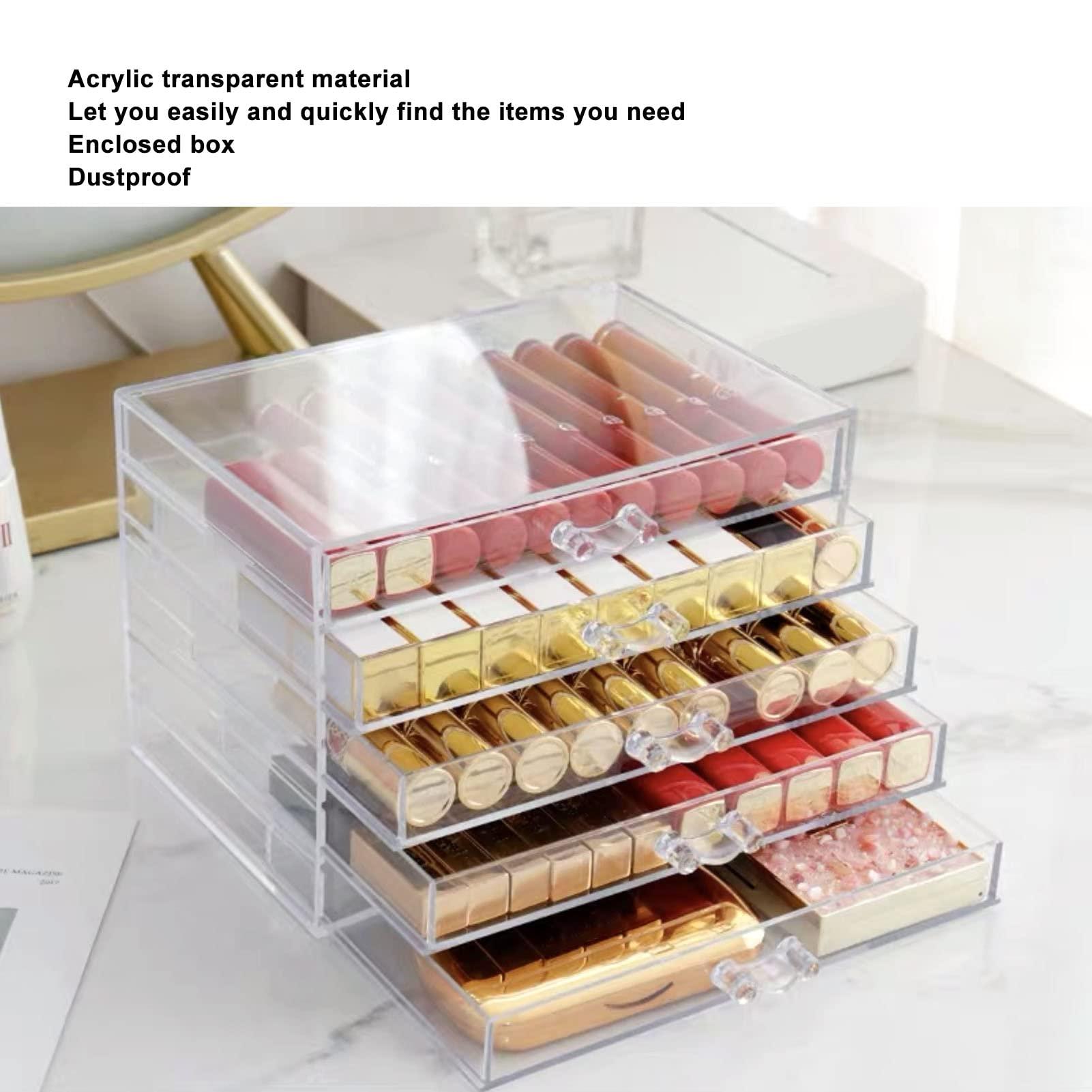 JUOPZKENN Acrylic Jewelry Box Earring Storage Box Clear Jewelry Organizer Display Box for Rings and Earrings, Plastic Transparent Storage Jewelry Box Organizer Trays Lipstick Storage Holderfor Women Girls