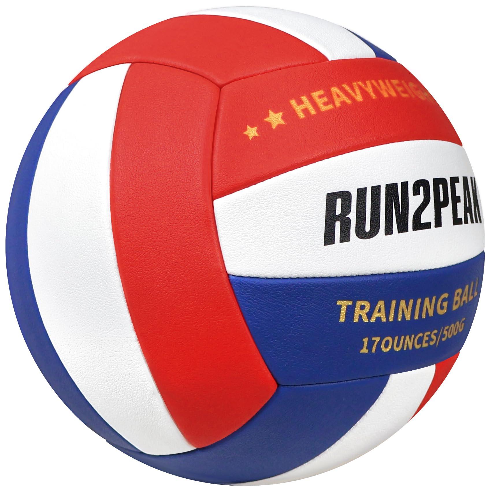 RUN2PEAK RUN2PEAK Heavy Weight Volleyball Setter Training Ball 1.1 Lbs/ 500 G Official Size 5 Volleyballs PU Practice Volley Balls for Indoor Rebounder Equipment Setters Weighted Volleyball Setting Trainer