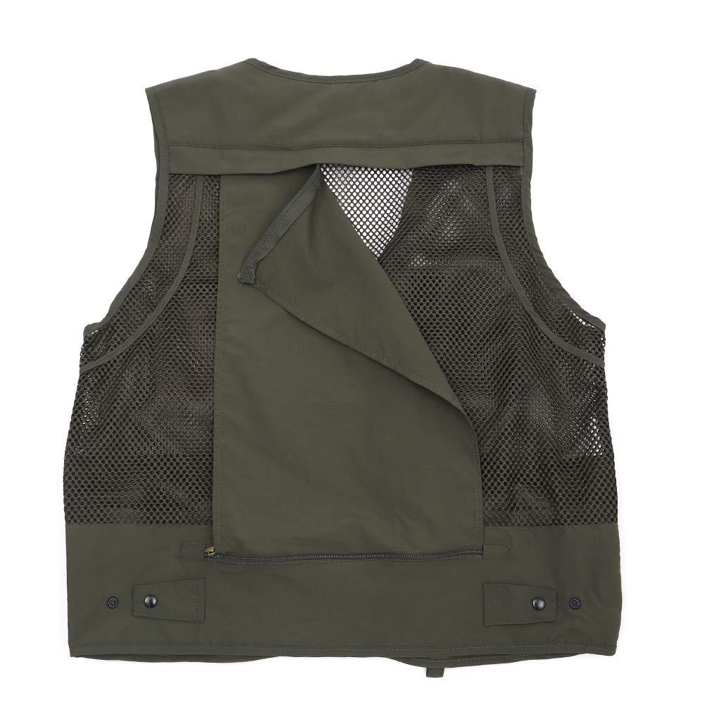 Ziker Ziker Men's Mesh Breathable Openwork Camouflage Journalist Photographer Fishing Vest Waistcoat Jacket Coat (as1, alpha, s, regular, regular, Army Green02)