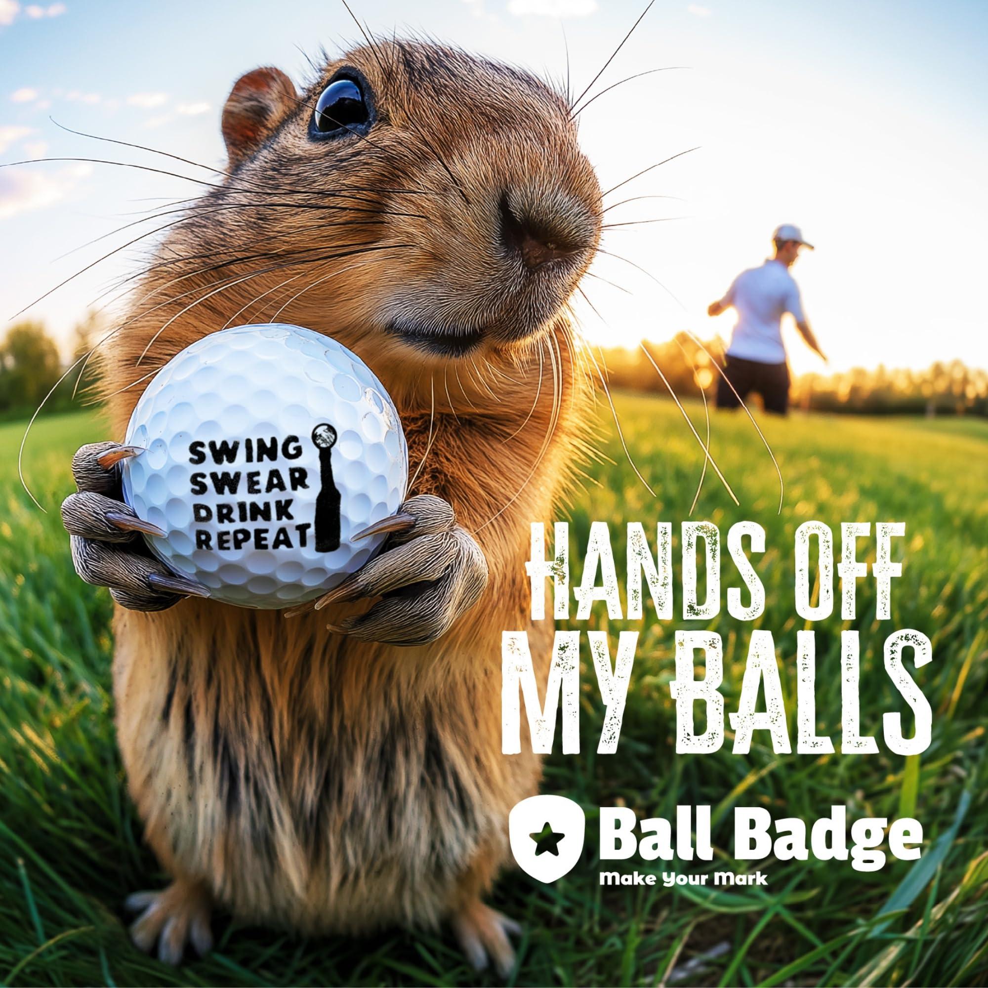HODL 21 HODL 21 Ball Badge - Golf Ball Stamp, Self-Inking Golf Ball Stamper (The Dirty Series), Golf Ball Marker, Reusable Golf Ball Marking Tool to Identify Golf Balls (Swing Swear Drink Repeat)