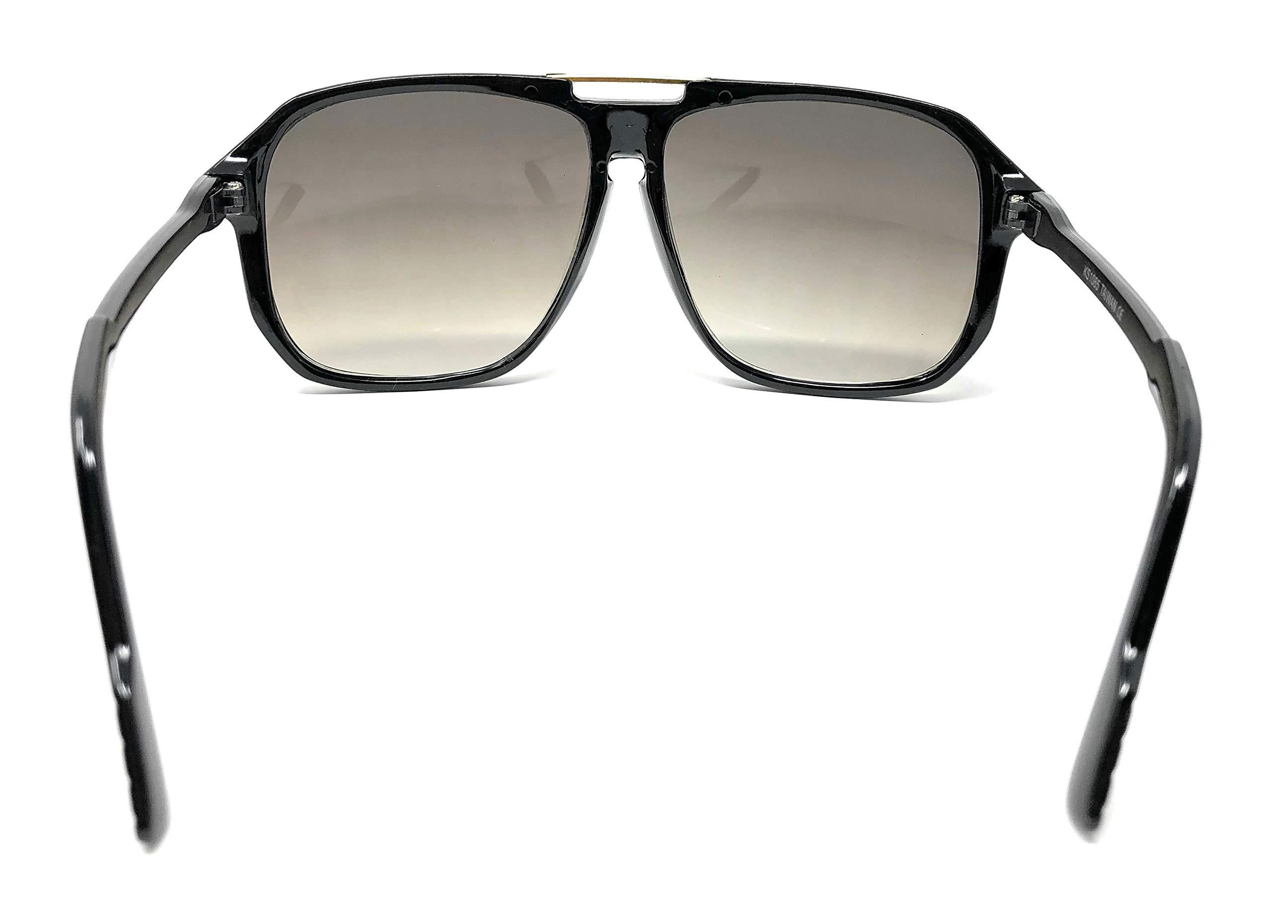 WebDeals Retro Adult Size 70's Style Plastic Aviator Sunglasses (Keyhole Black, Smoke Gradient)