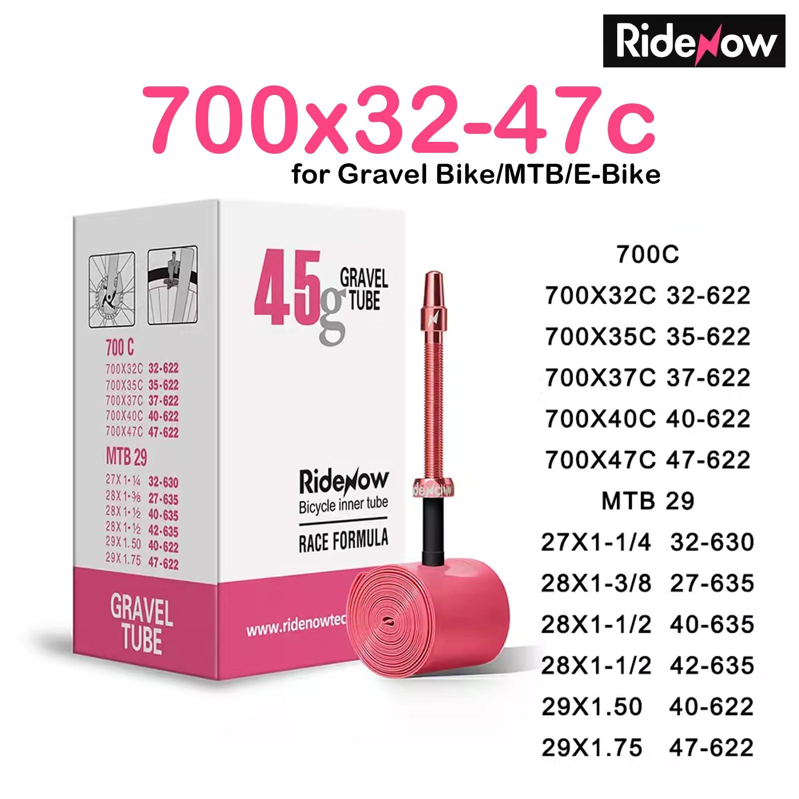 CooMeng 4 Pack RideNow TPU Inner Tubes 700C x 18-32C / 32-47C with 45mm/65mm/85mm Metal Presta Valve, Removable Valve Cores for All Road or Gravel Bike (Include Bike Tube Patch Repair Kit)