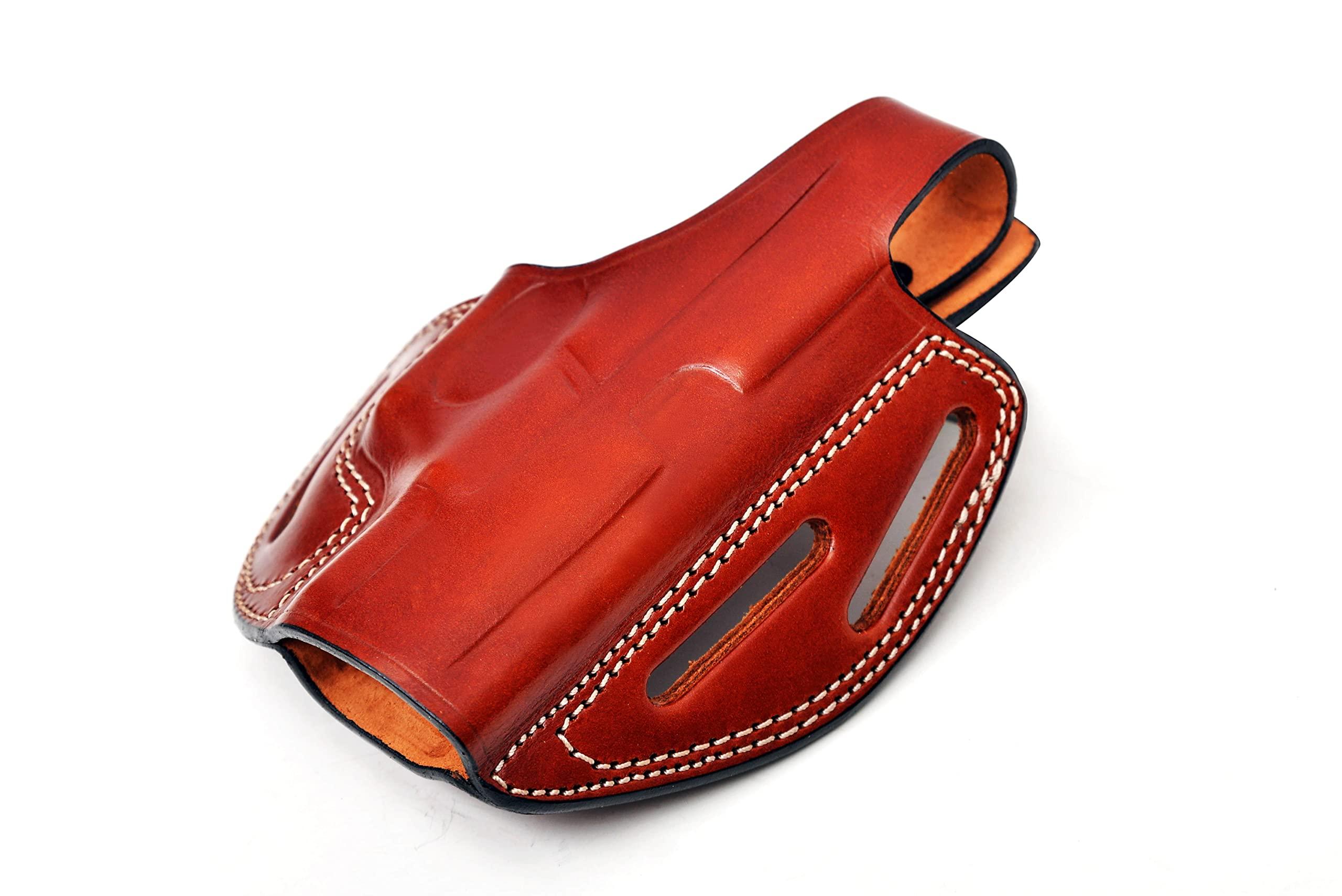 PulsarHolster Premium Leather Holster fits CZ 75D SP01 P01 P10S P07 Duty 2075 Rami Shadow 2, Handmade, Right Handed, 3 Slot Style - PulsarHolster (Brown, CZ Shadow 2)