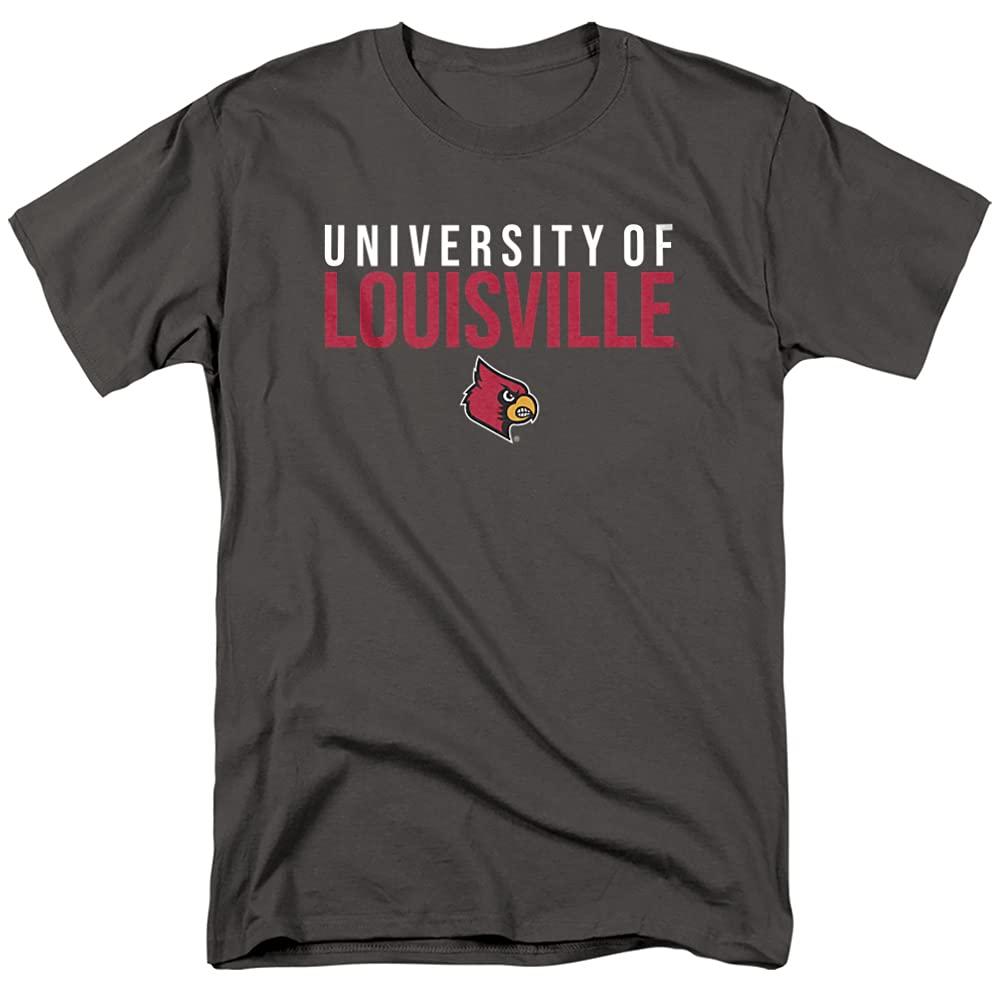 University of Louisville University of Louisville Official Stacked Unisex Adult T-Shirt, Charcoal, 5X-Large