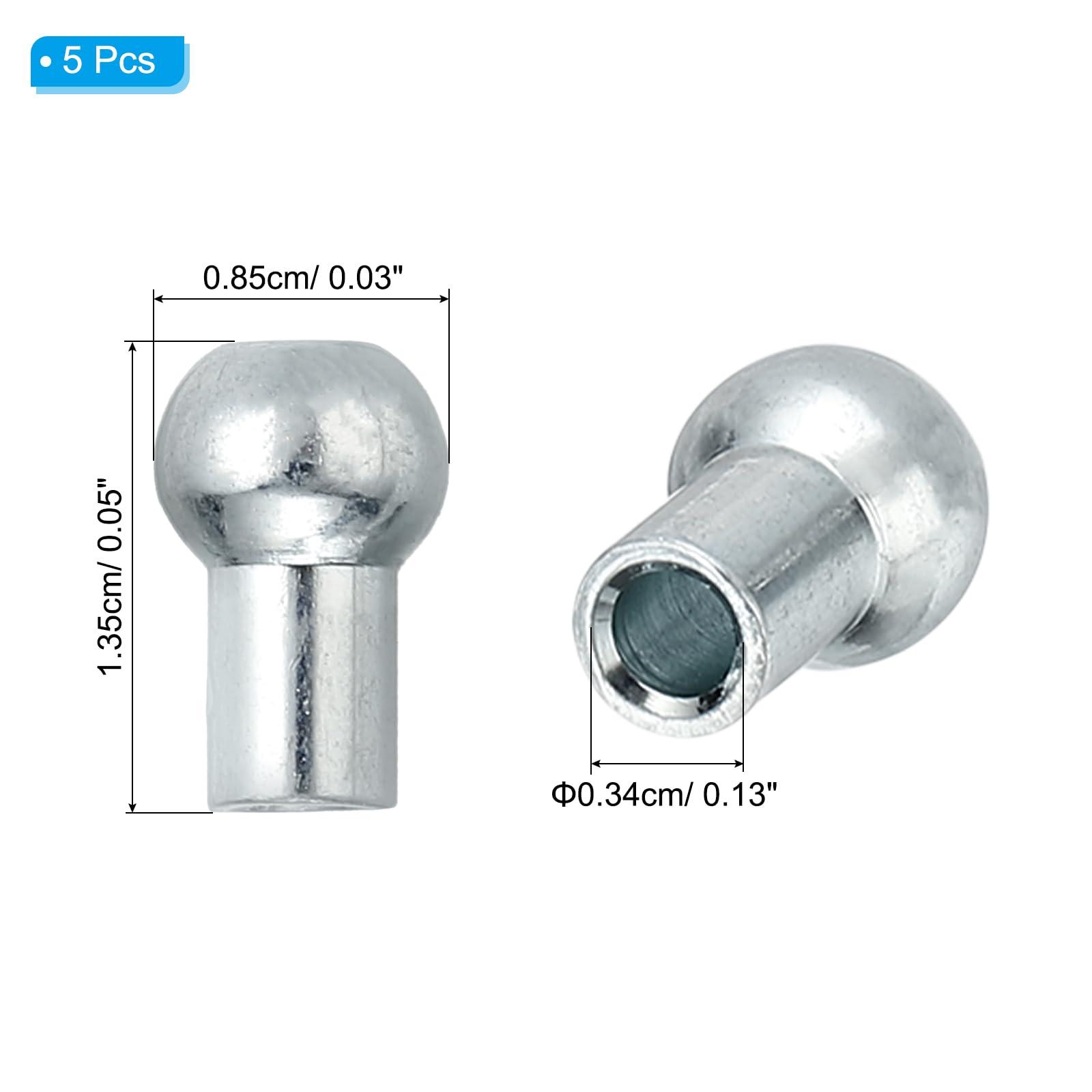 PATIKIL PATIKIL Cable Ball Stopper, 5pcs Gym Machine Accessories for 5mm Cable Fitness Equipment Wire Rope Port Joint Replacement Parts for Home Gym Machine, Silver