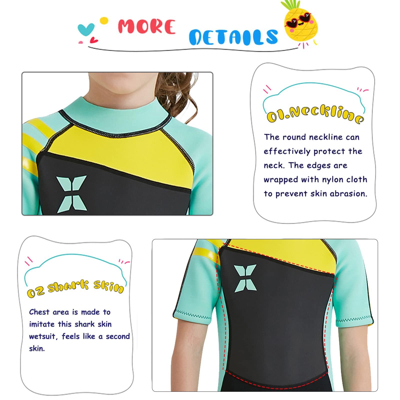 NATYFLY NATYFLY Kids Wetsuit, 2.5mm Neoprene Thermal Swimsuit, Shorty Wetsuit for Girls Boys and Toddler, Short Sleeve Kids Wet Suits for Swimming