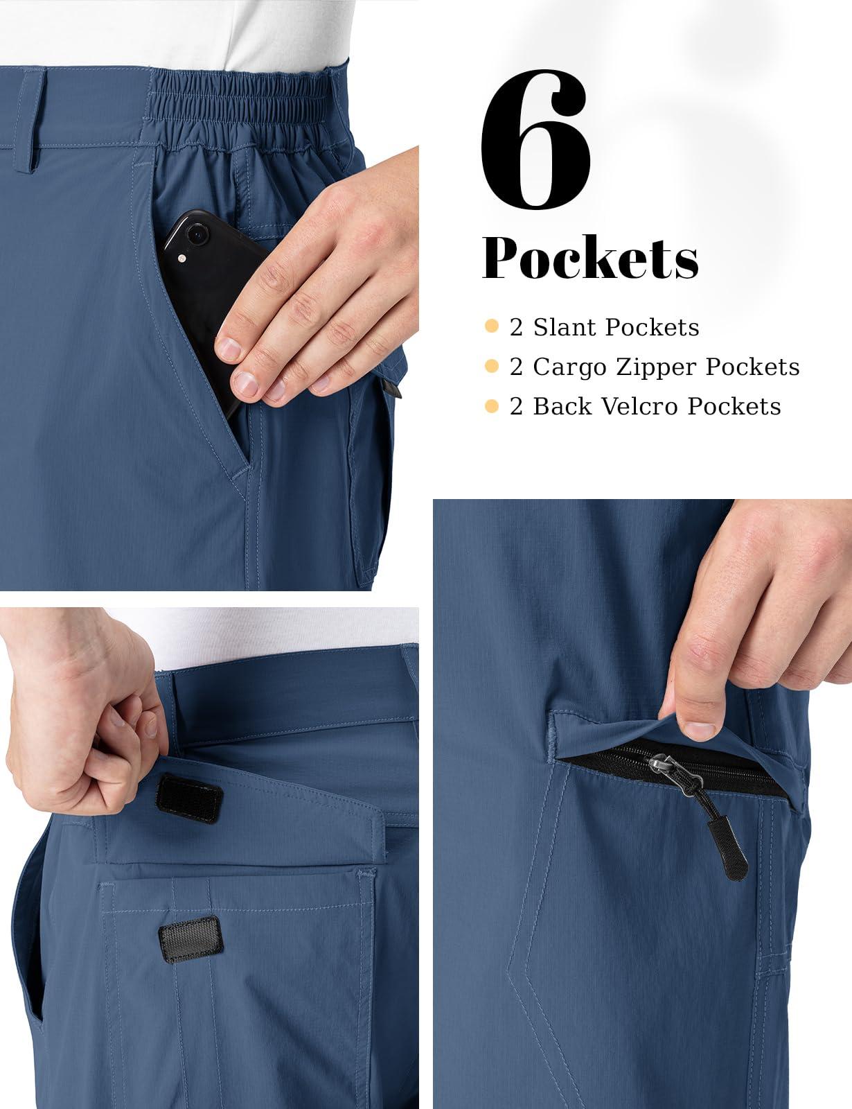 Rdruko Rdruko Men's Hiking Cargo Shorts 9" Quick Dry Lightweight Travel Work Casual Shorts with Zipper Pockets Pockets(Denim Blue, US 40)