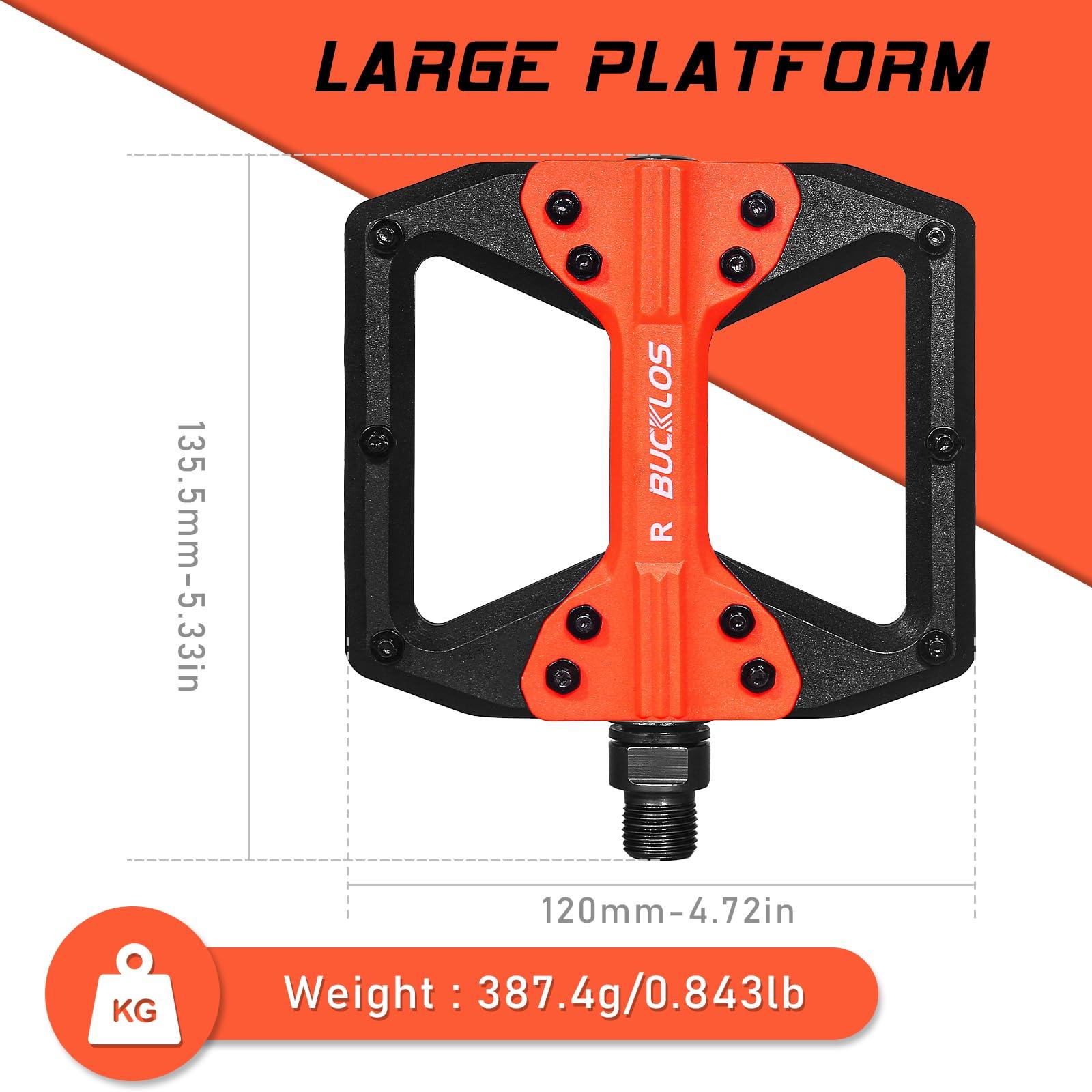 BUCKLOS BUCKLOS Mountain Bike MTB Flat Wide Platform Pedals - Bicycle Large Nylon Road BikeNon-Slip Pedal for Ebike/Gravel/Hybrid/Folding Bike 9/16"
