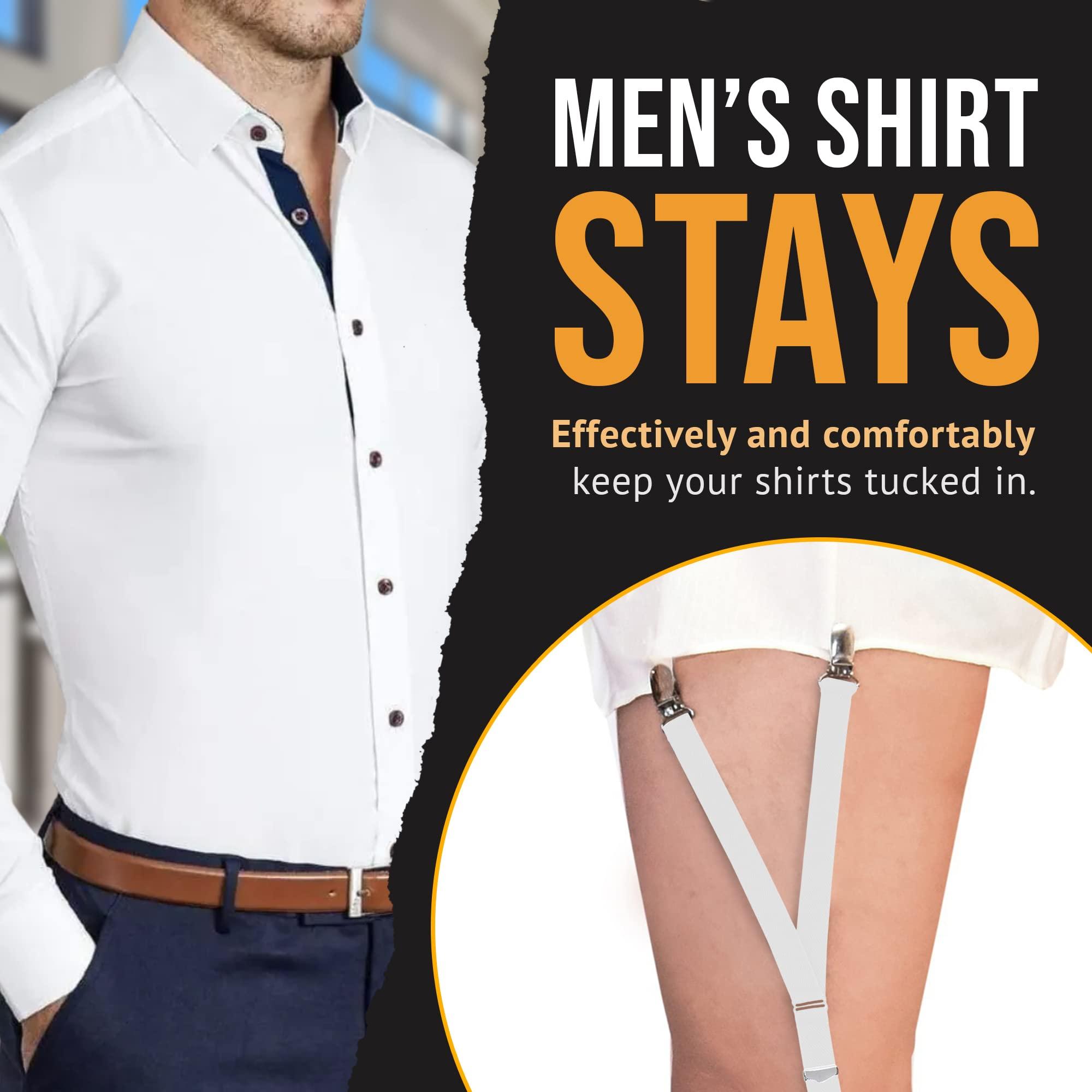 HOLD'EM Hold'Em Elastic Shirt Stays - Adjustable Tucker for Men, 3 Styles, White