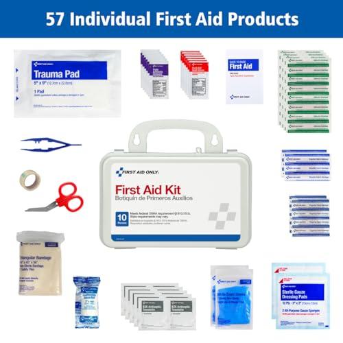 First Aid Only First Aid Only 6060 All-Purpose 10-Person Emergency First Aid Kit for Business, Worksite, Home, and Car, 57 Pieces