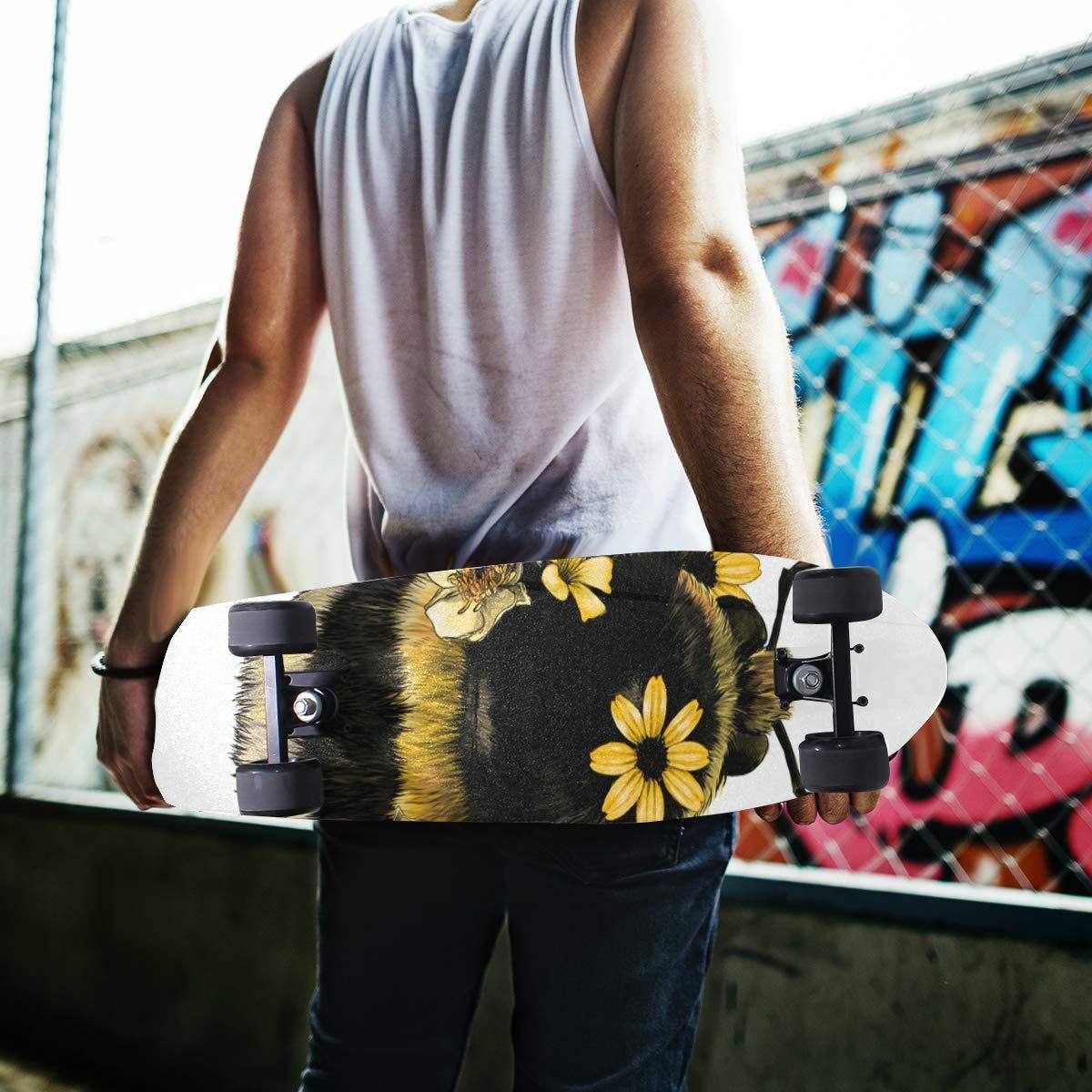 Hupery Hupery Fluffy Bumblebee Skateboard Grip Tape Longboard Griptape Waterproof Grip Tape Sheet Sticker Deck Sandpaper Griptape 33.1x 9.1 inch
