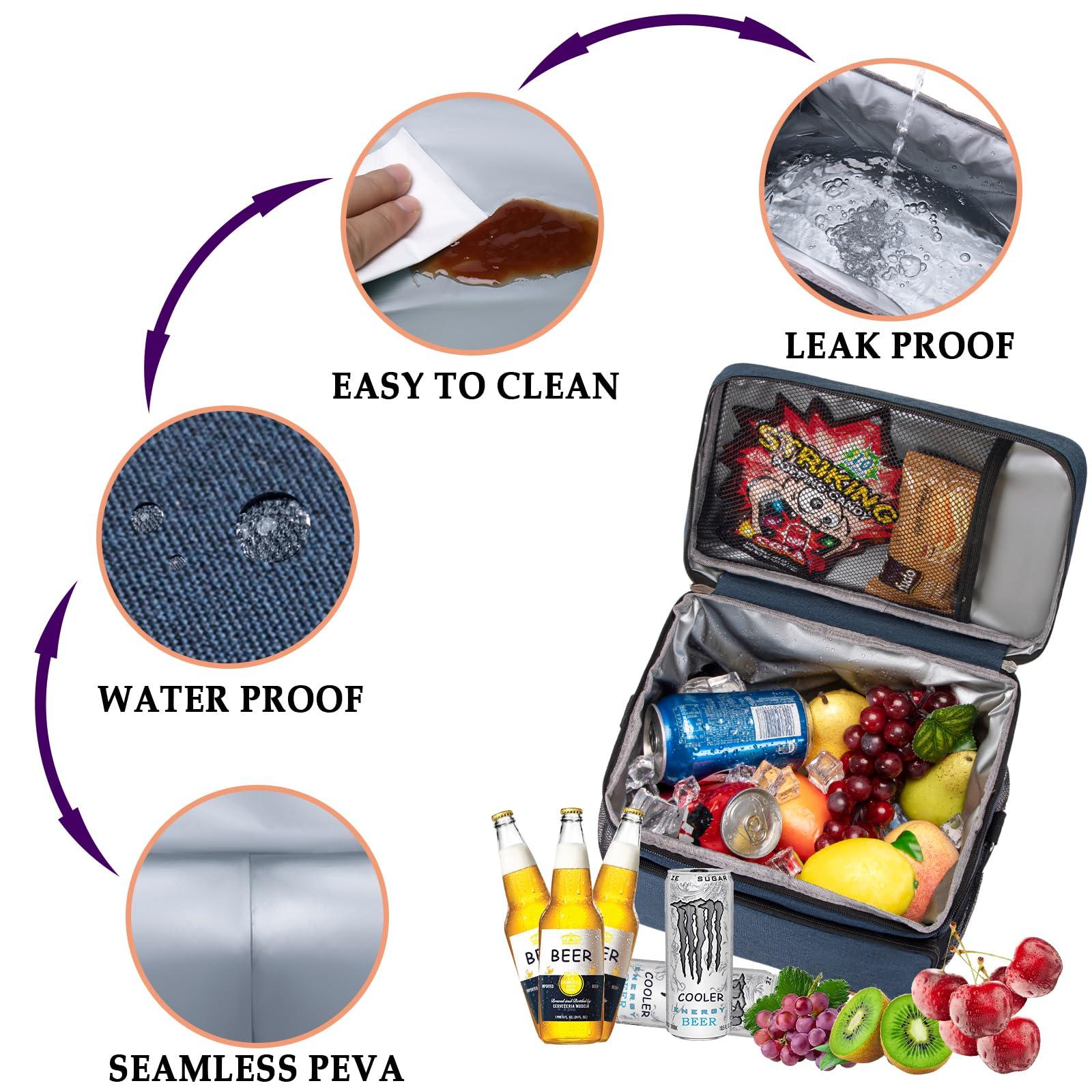 TuErCao TuErcao Cooler Bag - Leak Proof Portable Collapsible Soft Cooler Ice Chest for Beach Hiking Picnic Camping Travel Cooler for Car Road Trips, Lunch Box Cooler for Men Work Hieleras para Trabajo, Blue