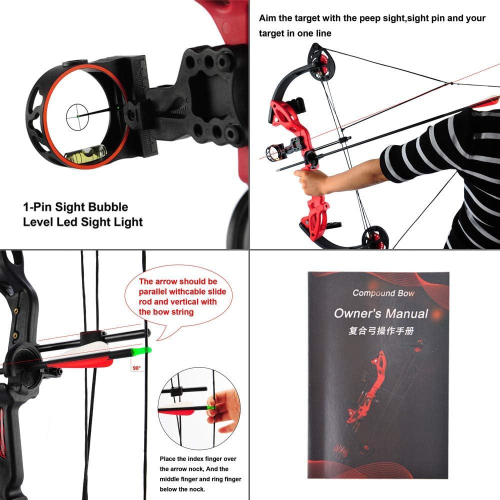 ZSHJGJR ZSHJGJR Archery Compound Bow and Arrow Kit Hunting Bow 15-29lbs Complete Bow Accesories Package Set Junior Entry Level 260fps Right Handed for Outdoor Shooting (Green)