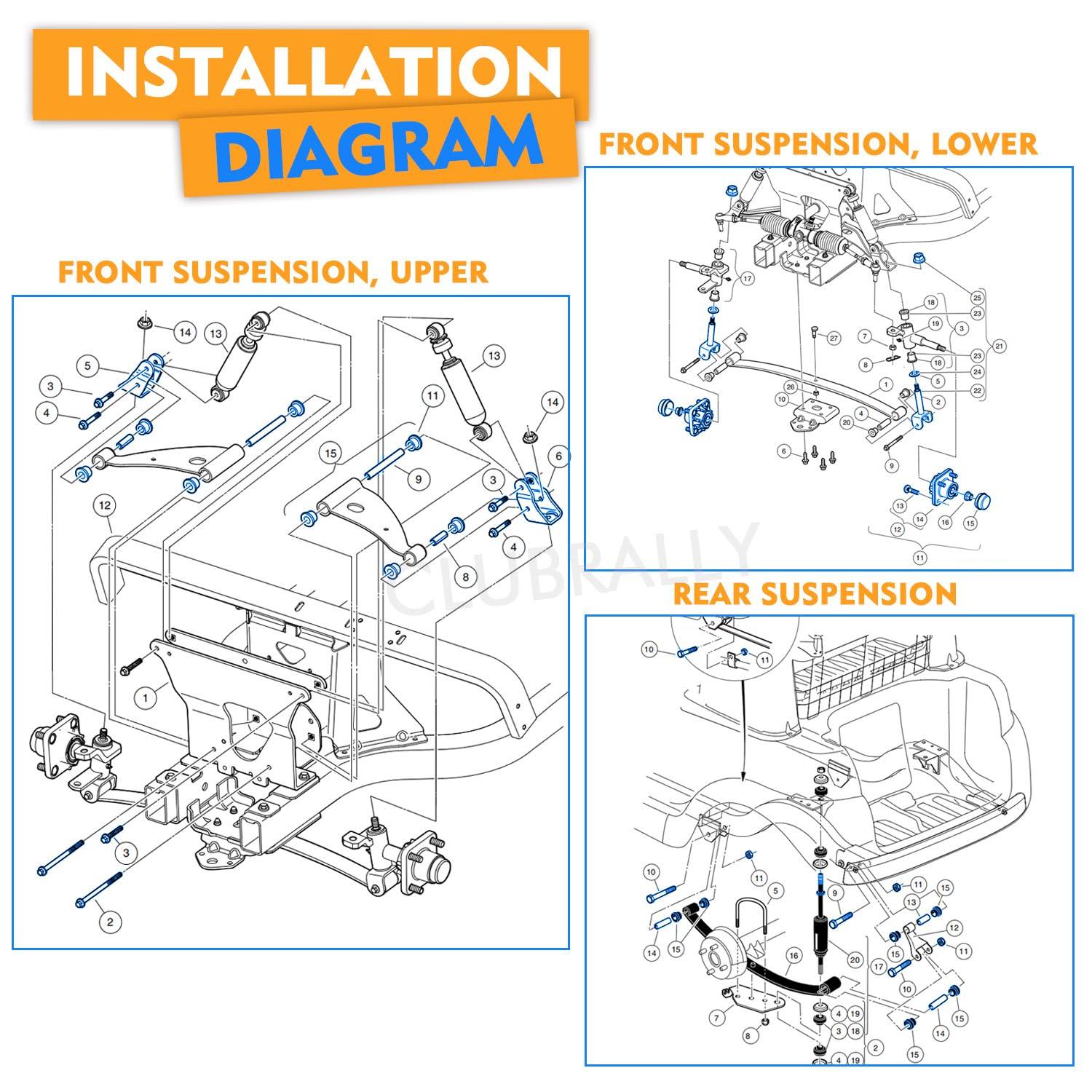 CLUBRALLY CLUBRALLY Club Car Precedent Deluxe Golf Cart Front End Repair Kit 2004-Up