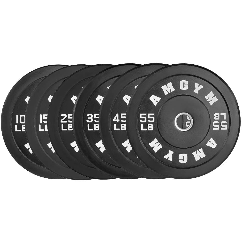 AMGYM AMGYM LB Bumper Plates Olympic Weight Plates, Bumper Weight Plates Steel Insert, Strength Training Pair