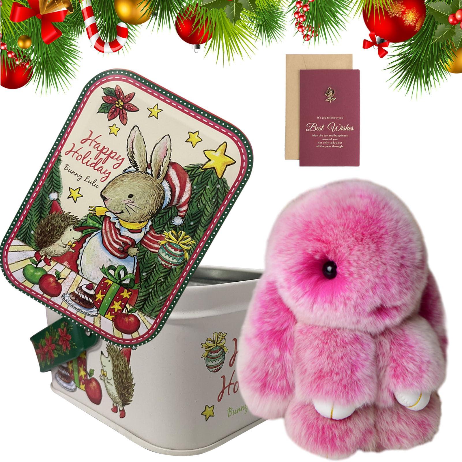 Baaop Original Bunny Lulu Official, Spooky Bunny Lulu Keychain, Halloween BunnyLulu Keychain Handmade Soft Bunny with Tin Box (K)