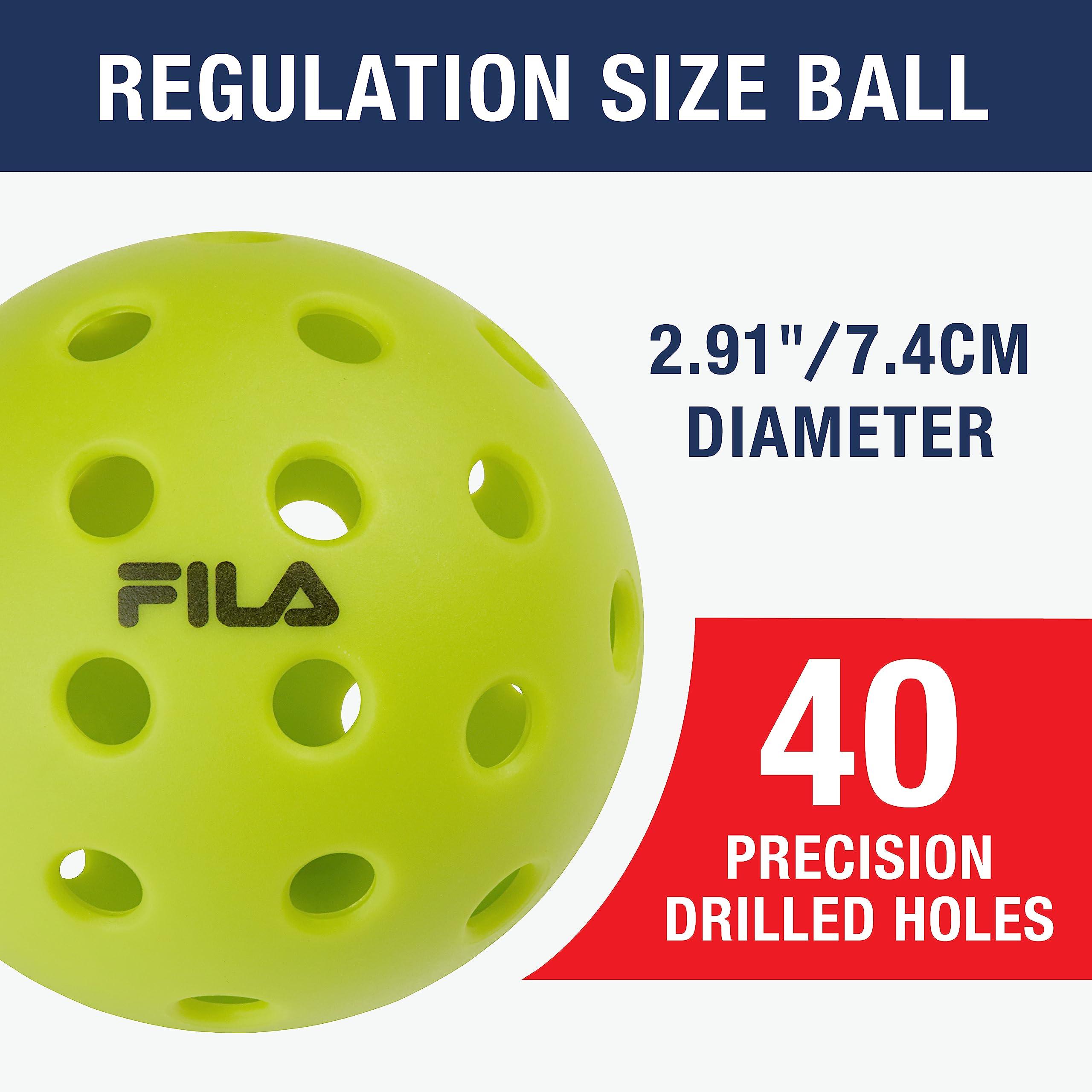 FILA Accessories FILA Accessories Outdoor Pickleball Balls - Official Outdoor Pickleballs, Regulation Size with 40 Holes (Lime Green), Pack of 4