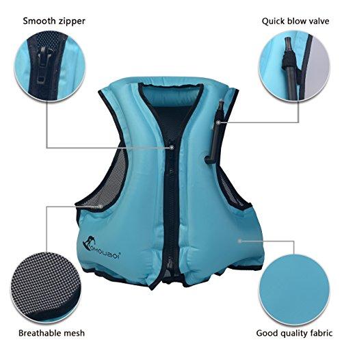 OMOUBOI OMOUBOI Inflatable Snorkel Vest Kayak Inflatable Buoyancy Vest for Adults Snorkel Jackets for Swimming Snorkeling Paddling Boating Water Sports Beginner Adults-Only 105-220 lbs