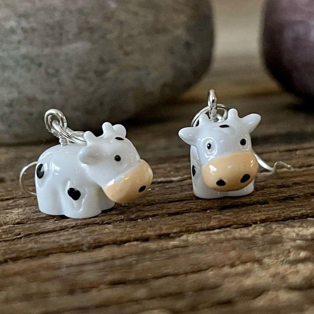 NineFit Basics Cow Farm Animal Dangle Hook Style Earrings