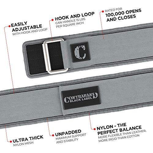Contraband Black Label Contraband Black Label 4010 4 Inch Nylon Weight Lifting Belt w/Hook & Loop | Heavy Duty Weight Belt and Back Support Belt for Weight Lifting | Weightlifting Belt for Men & Women (Gray, X-Large)