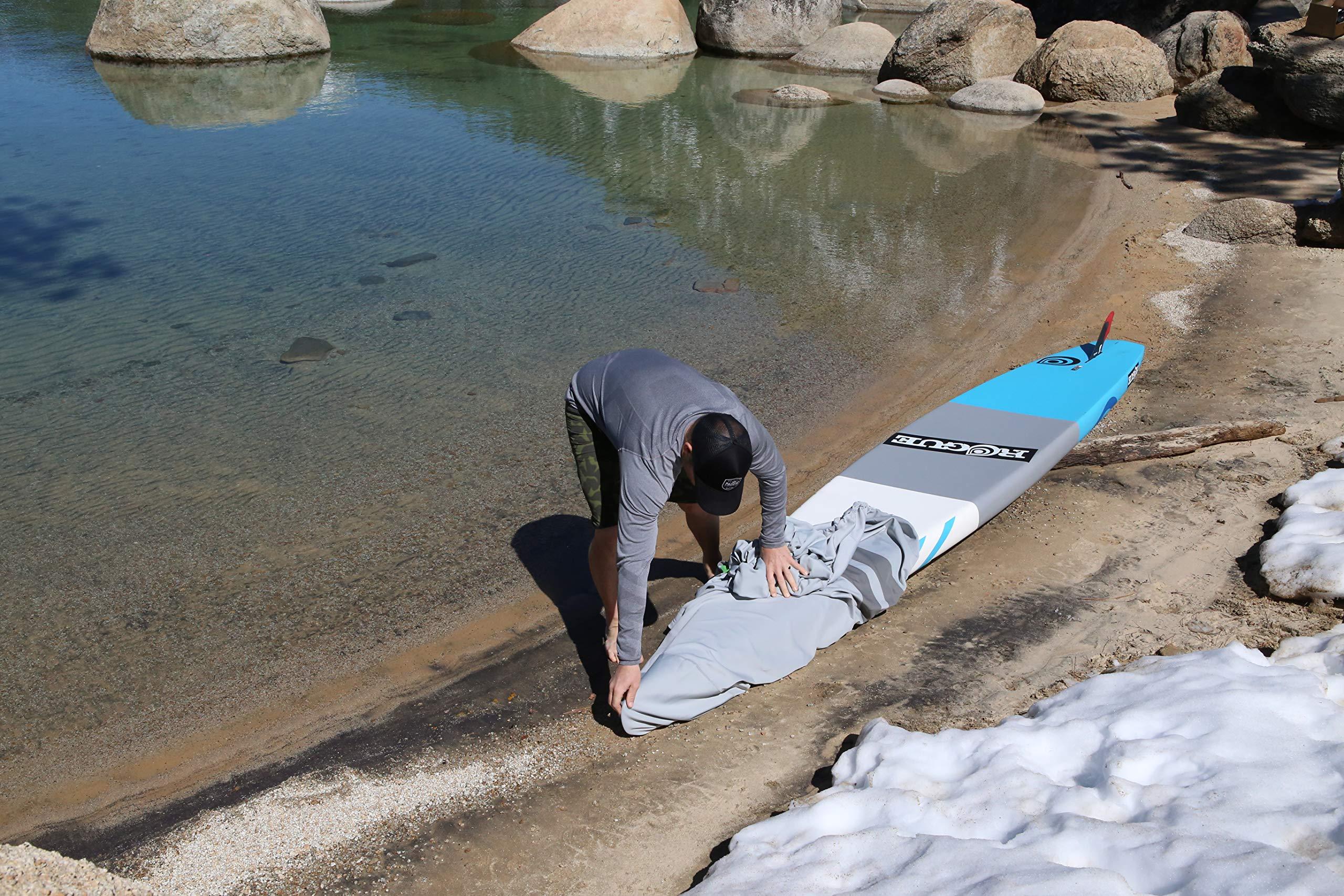 VAMO LET\'S GO... VAMO SUP Stand Up paddleboard 4-way stretch UV board cover for paddleboards, kayaks, and surfboards (Paddleboard not included) (Grey, 9\'-10\'6)