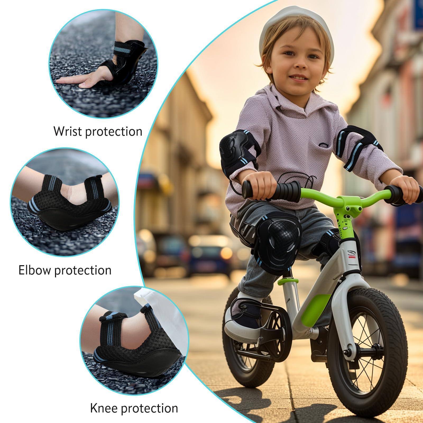 YooxArmor Adjustable Kids Knee Pads Elbow Pads Wrist Guards Set for 3-8 Years Child Protective Gear Set for Roller Skates,BMX,Bike,Cycling, Skateboard, Inline Skating, Scooter Riding Sports,Football