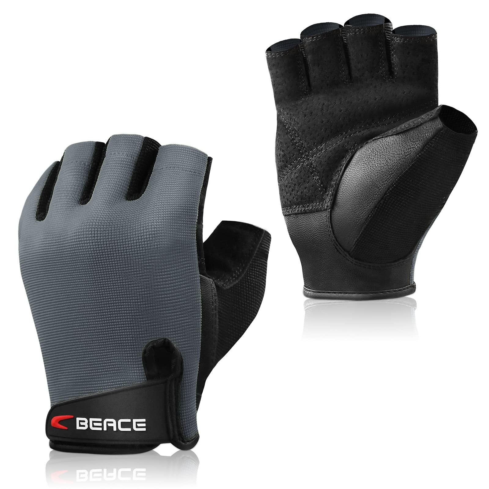 BEACE BEACE Weight Lifting Gym Gloves with Anti-Slip Leather Palm for Workout Exercise Training Fitness and Bodybuilding for Men & Women