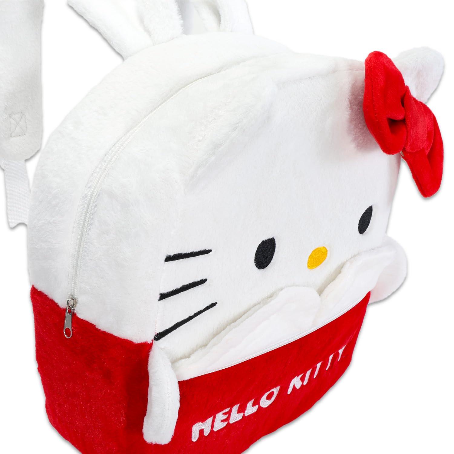 SANRIO Hello Kitty Plush Backpack Set - Bundle with 15" Sanrio Plushie Backpack Doll with Carrying Straps Plus Tattoos, Stickers, and More for Kids